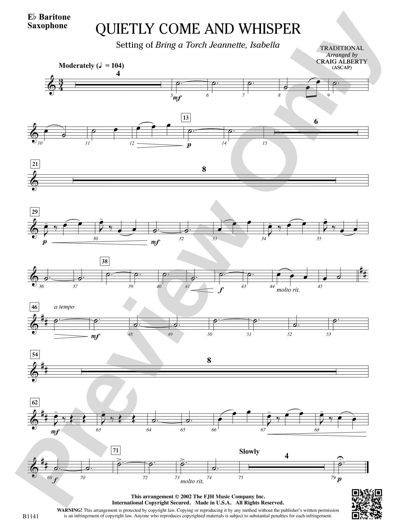 Quietly Come and Whisper: E-flat Baritone Saxophone