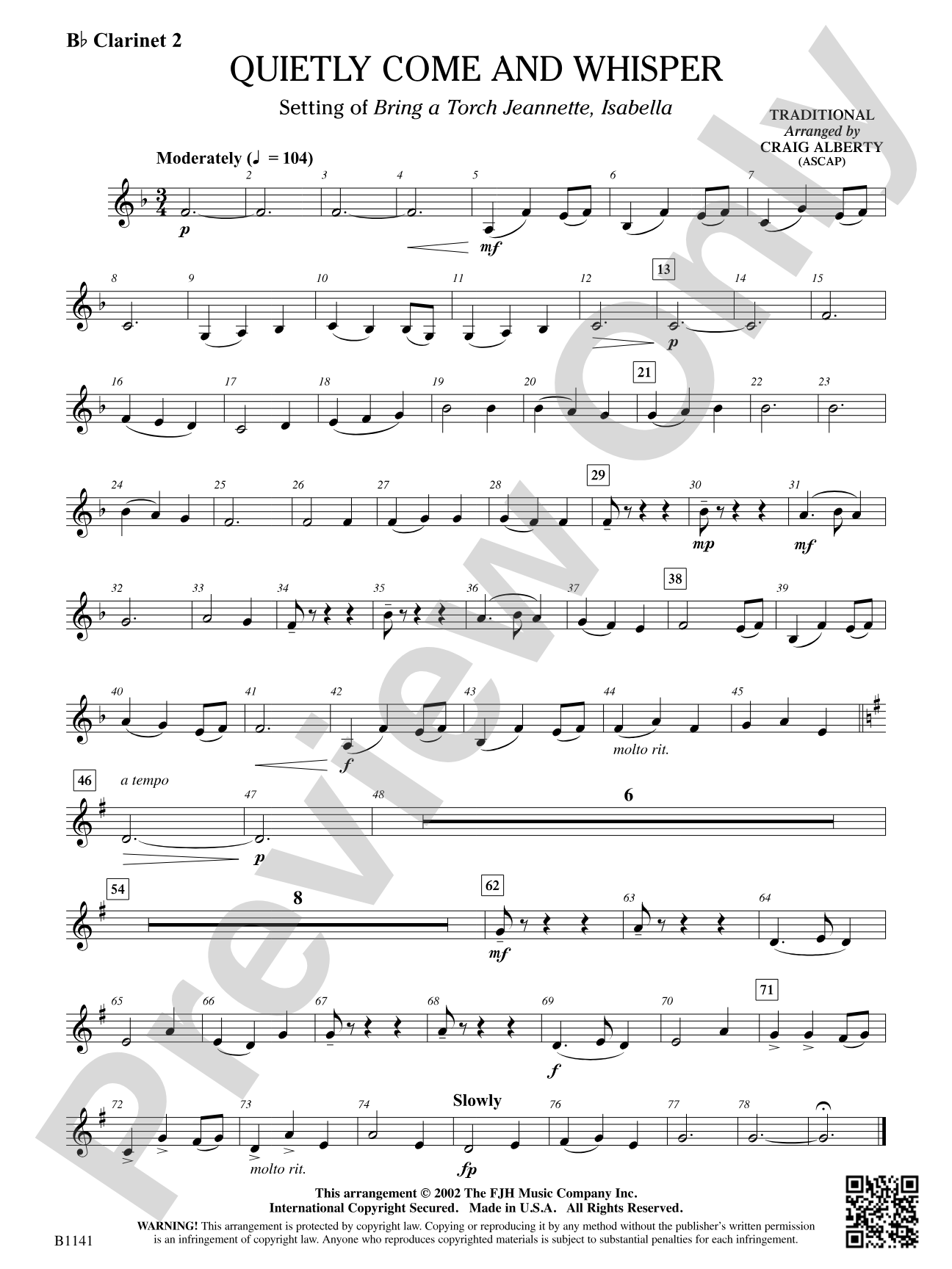 Quietly Come and Whisper: B-flat Clarinet 2
