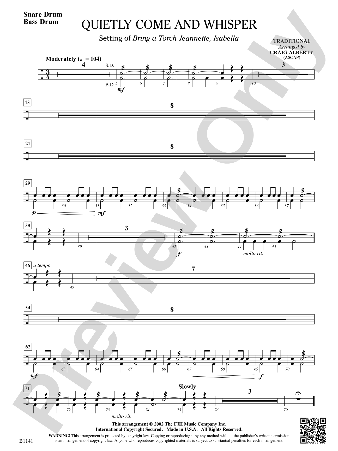 Quietly Come and Whisper: Snare Drum/Bass Drum