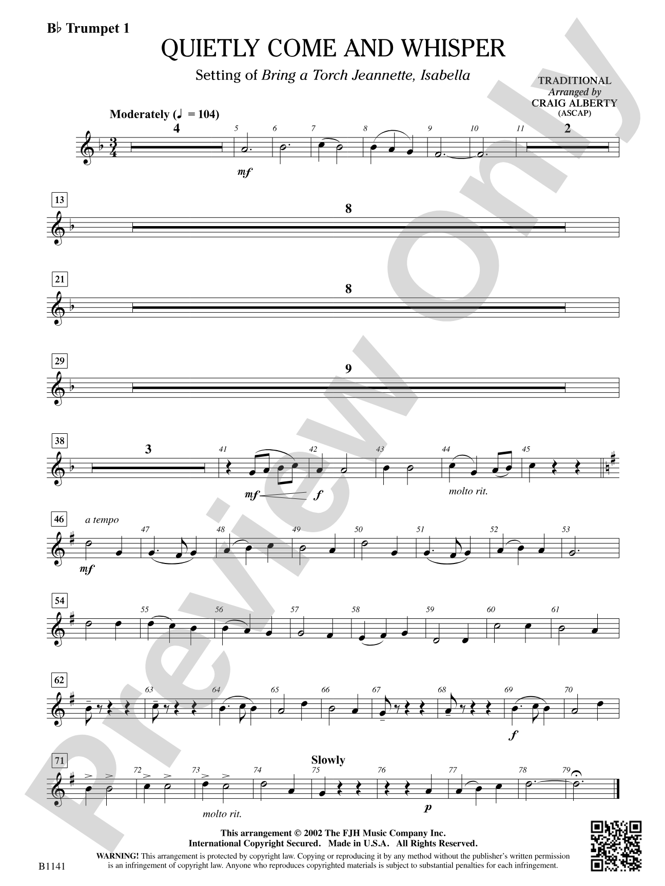 Quietly Come and Whisper: B-flat Trumpet 1