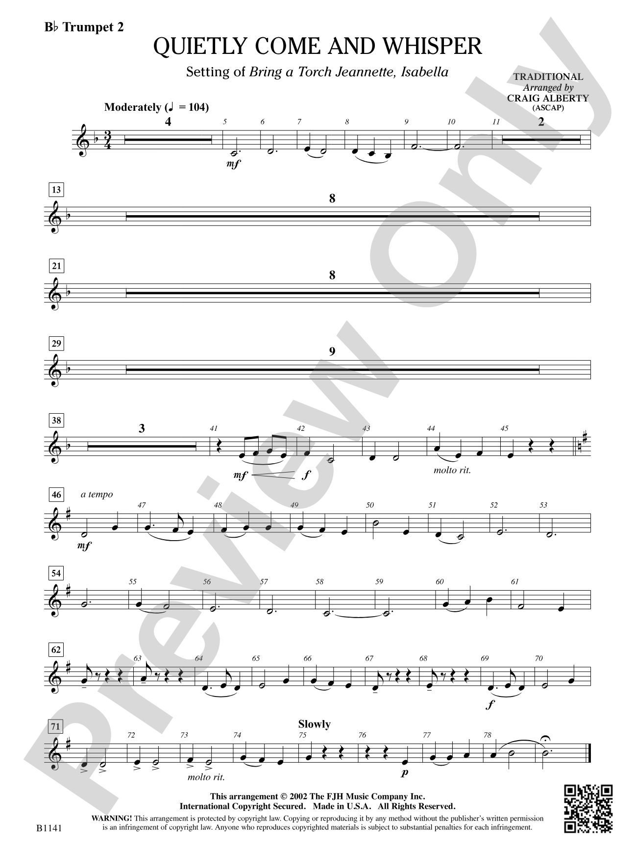 Quietly Come and Whisper: B-flat Trumpet 2