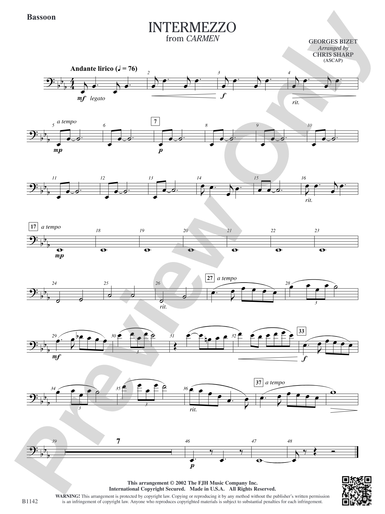 Intermezzo (from Georges Bizet's opera Carmen): Bassoon