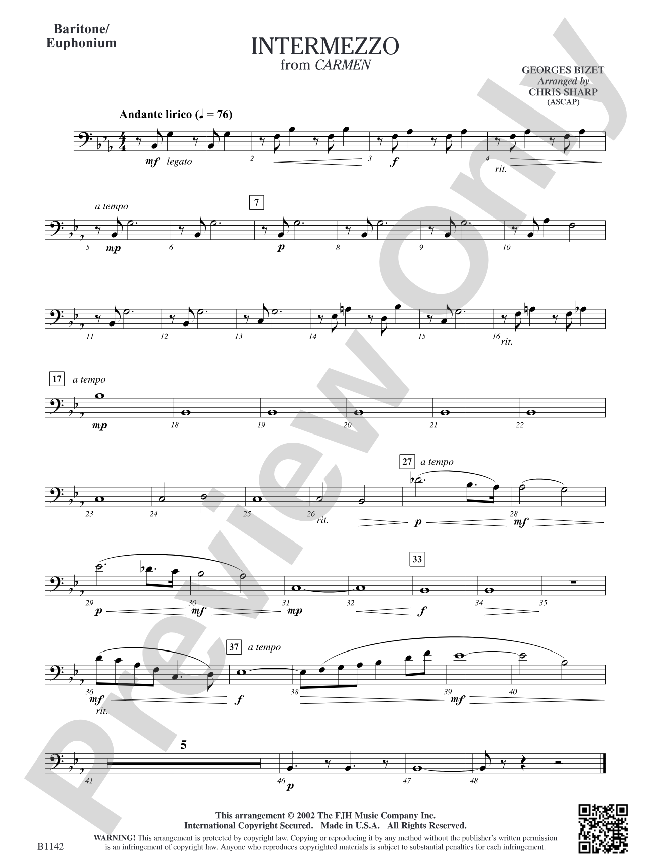 Intermezzo (from Georges Bizet's opera Carmen): Baritone/Euphonium
