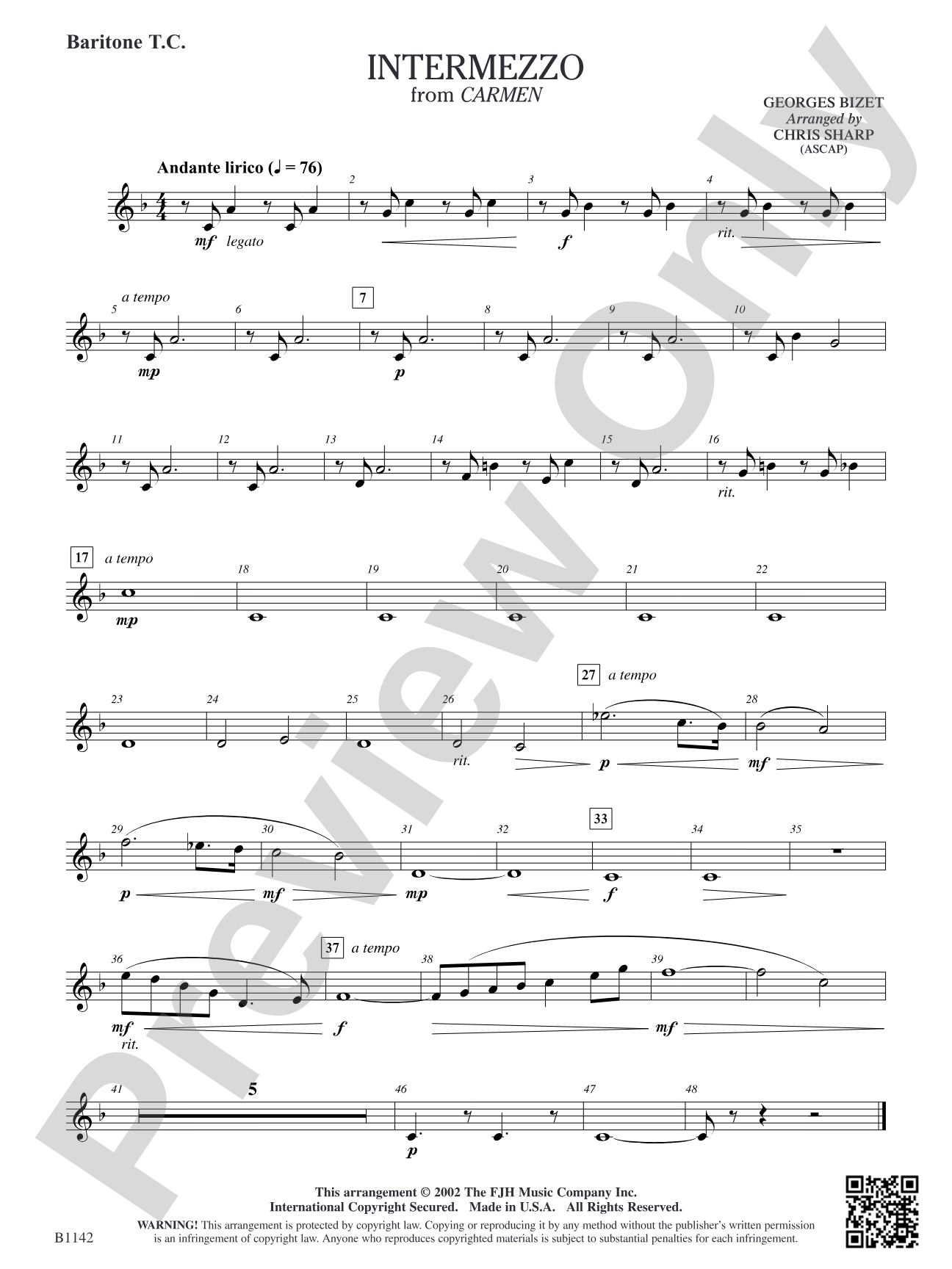 Intermezzo (from Georges Bizet's opera Carmen): Baritone T.C.