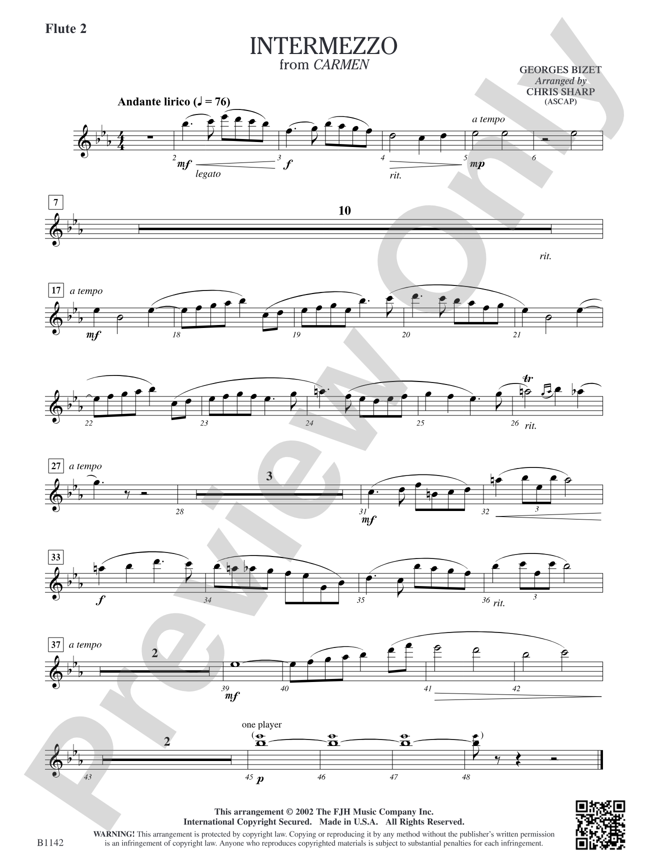 Intermezzo (from Georges Bizet's opera Carmen): Flute 2