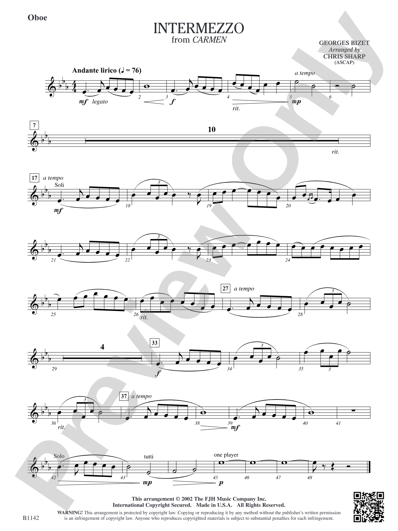 Intermezzo (from Georges Bizet's opera Carmen): Oboe