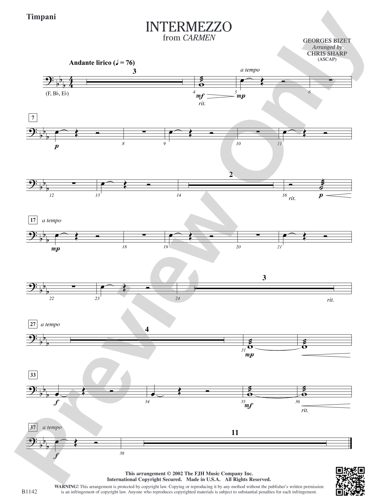 Intermezzo (from Georges Bizet's opera Carmen): Timpani
