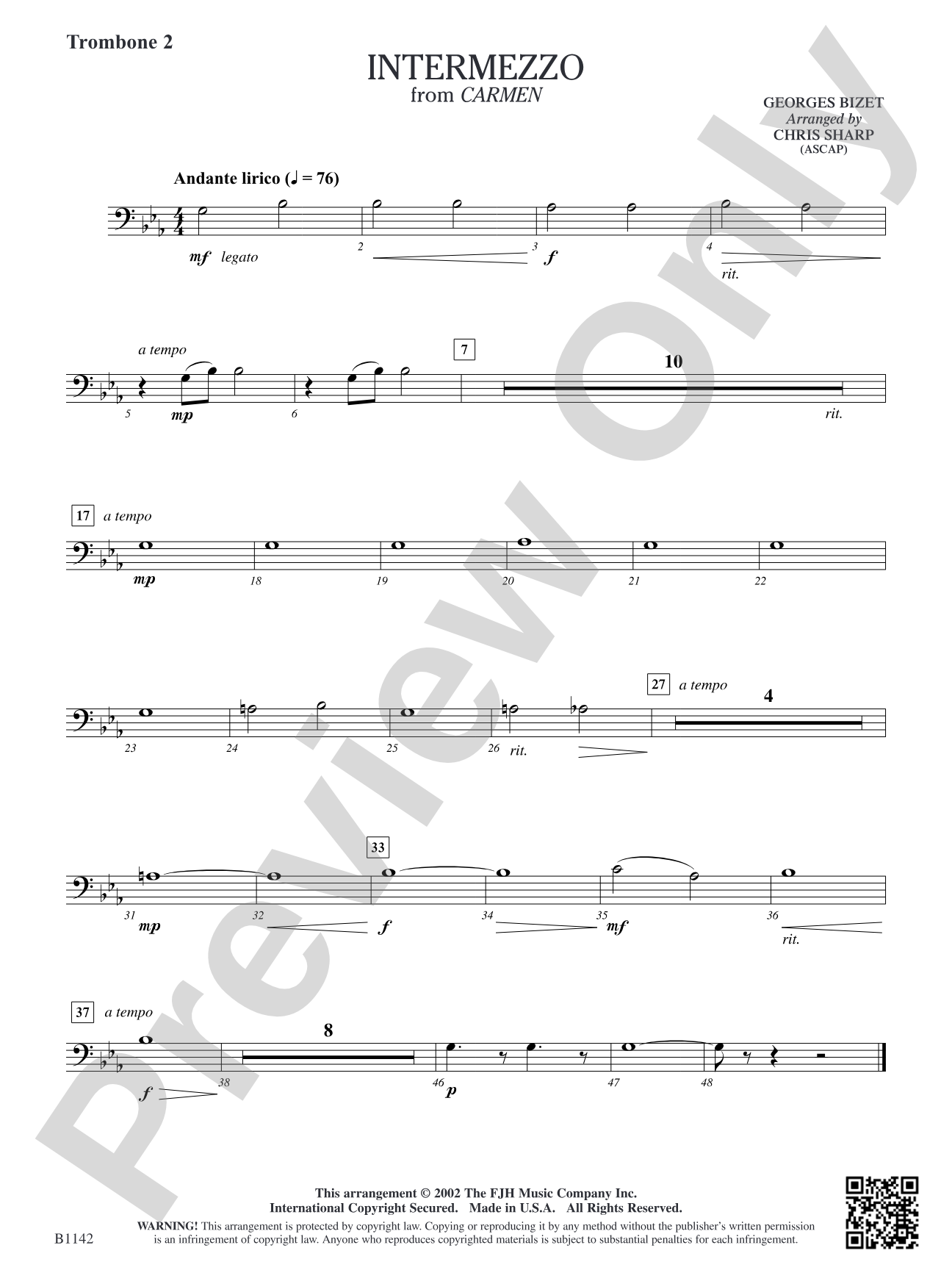 Intermezzo (from Georges Bizet's opera Carmen): Trombone 2