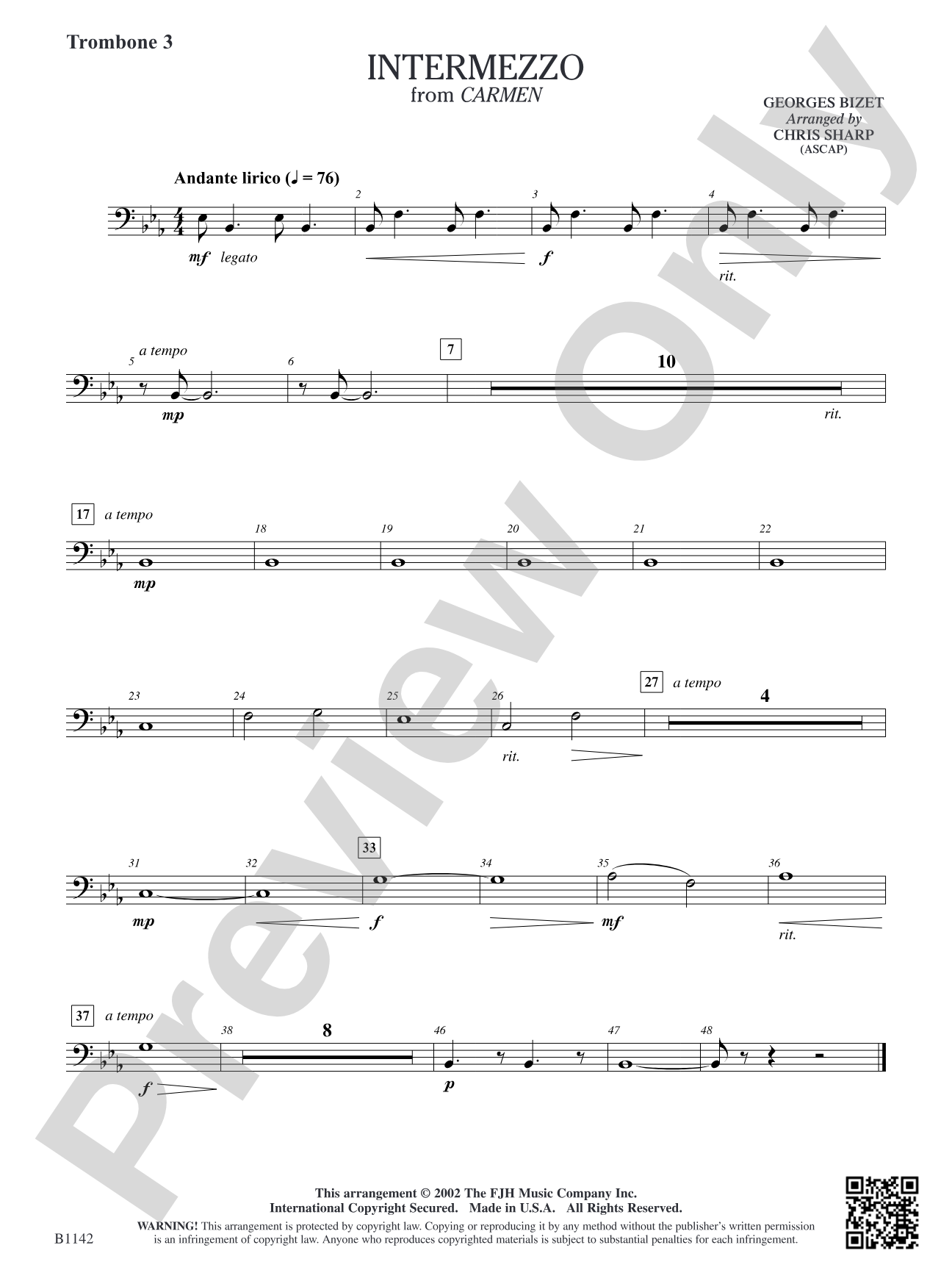 Intermezzo (from Georges Bizet's opera Carmen): Trombone 3