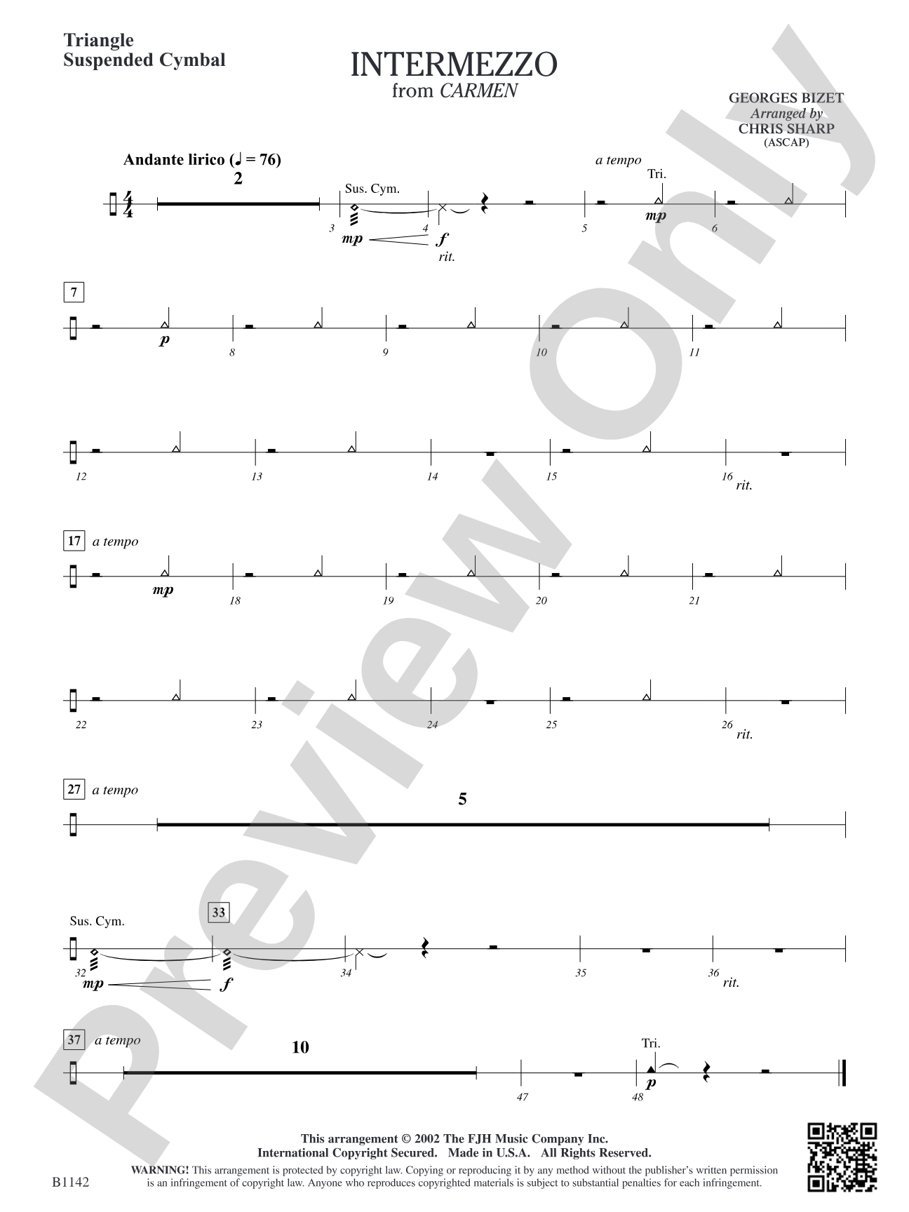 Intermezzo (from Georges Bizet's opera Carmen): Triangle/Suspended Cymbal