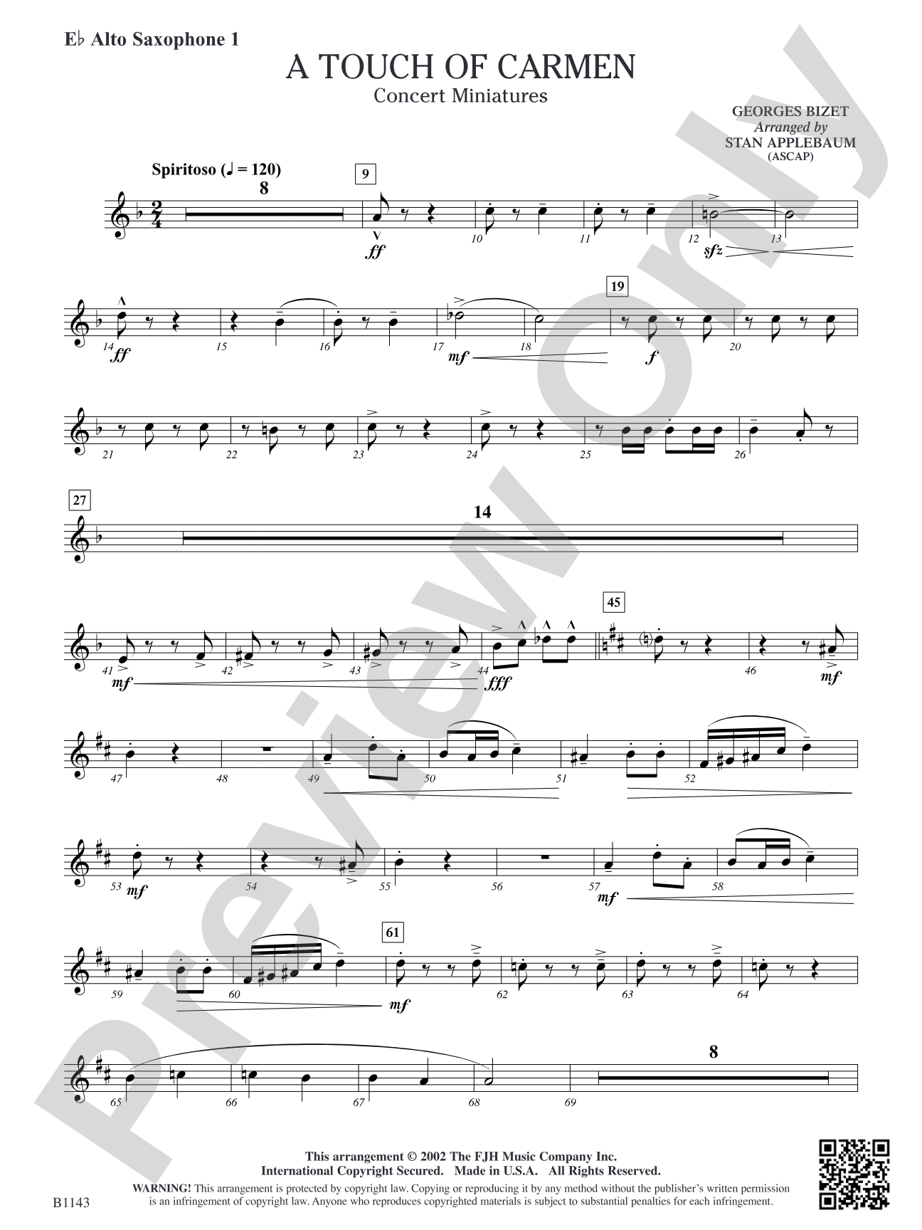 A Touch of Carmen: E-flat Alto Saxophone 1