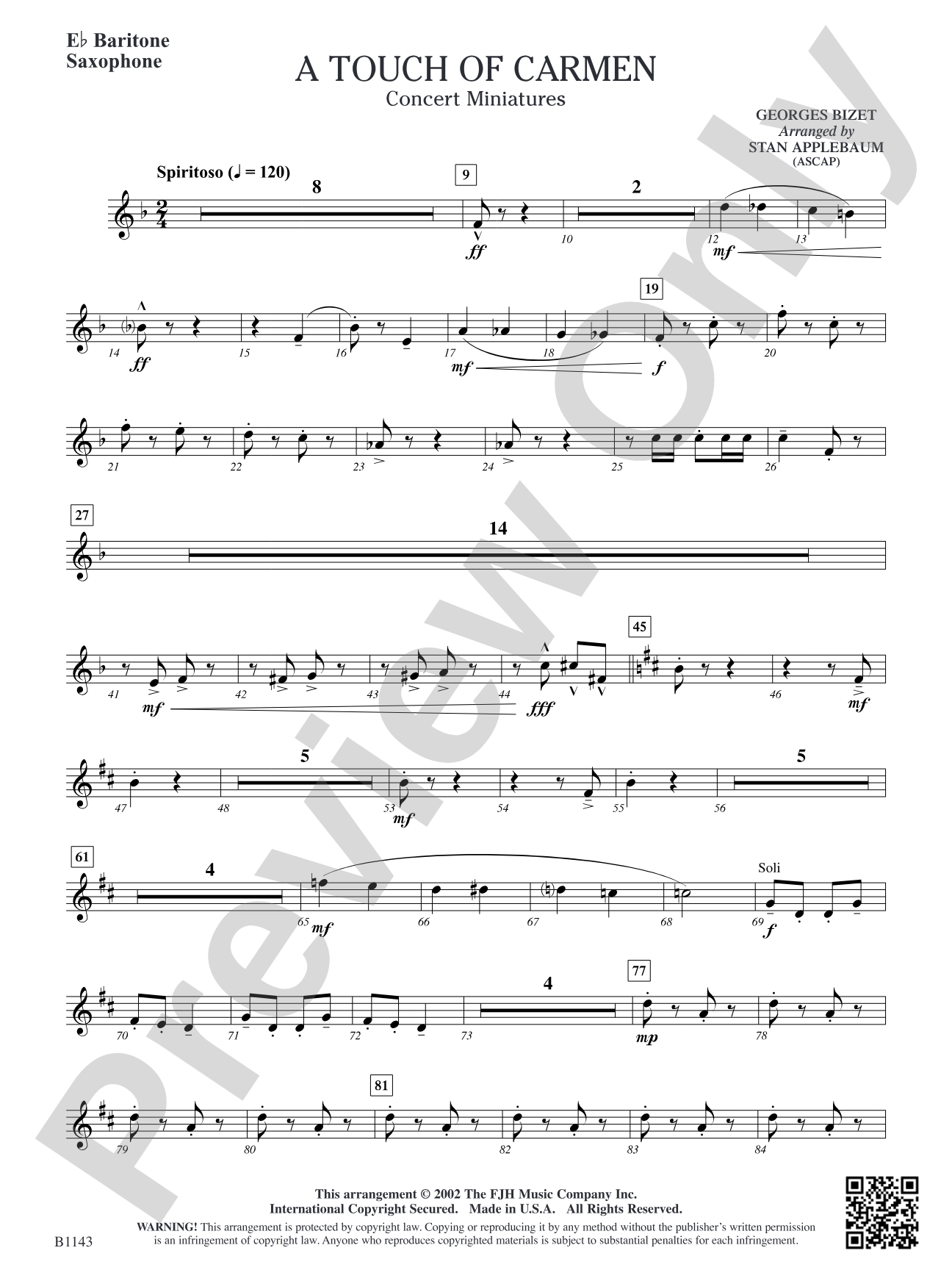 A Touch of Carmen: E-flat Baritone Saxophone
