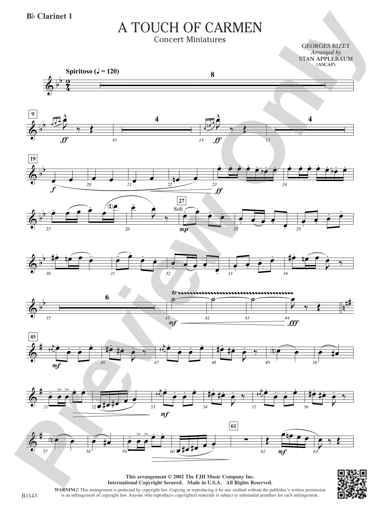 A Touch of Carmen: B-flat Clarinet 1