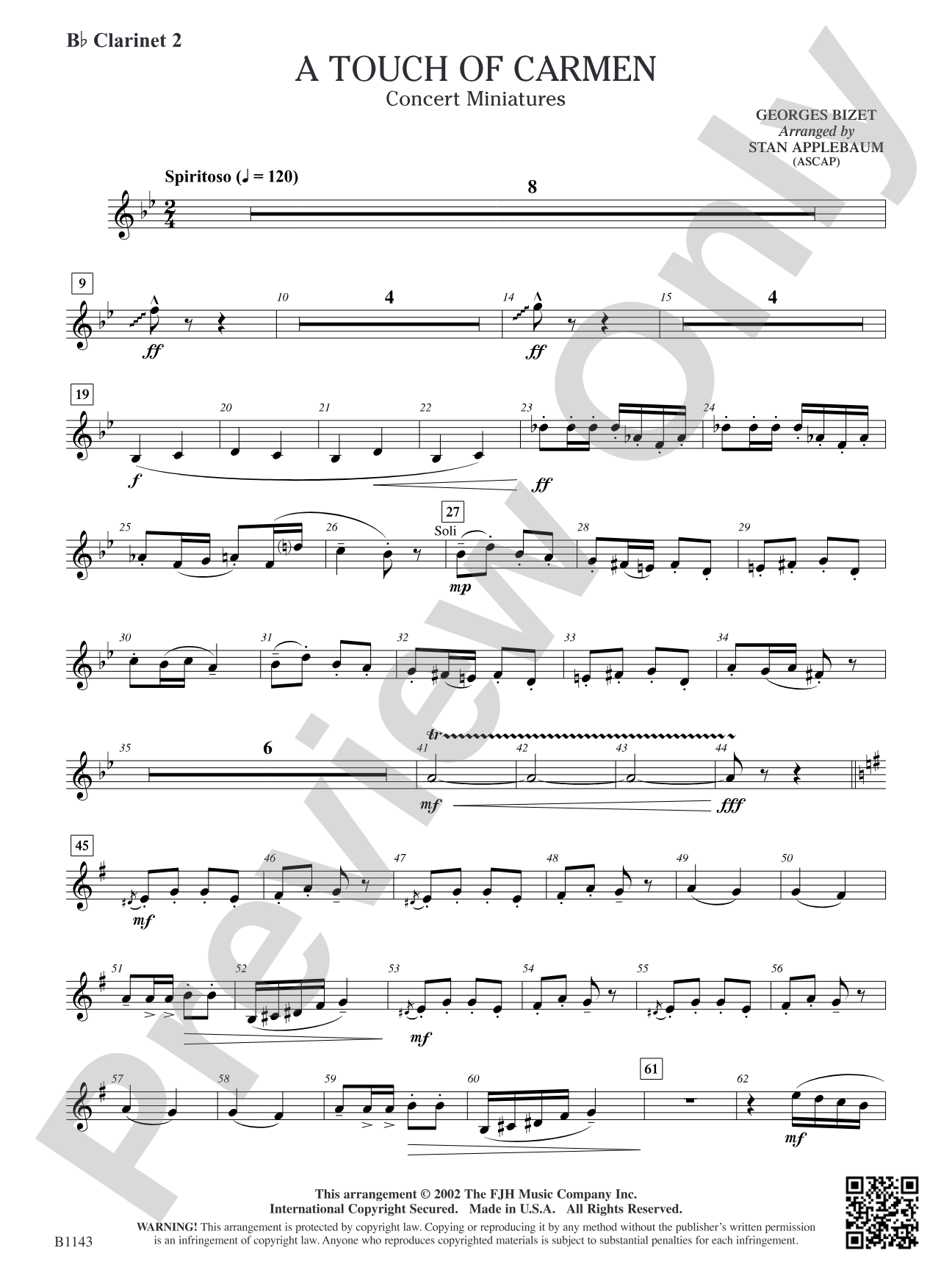 A Touch of Carmen: B-flat Clarinet 2