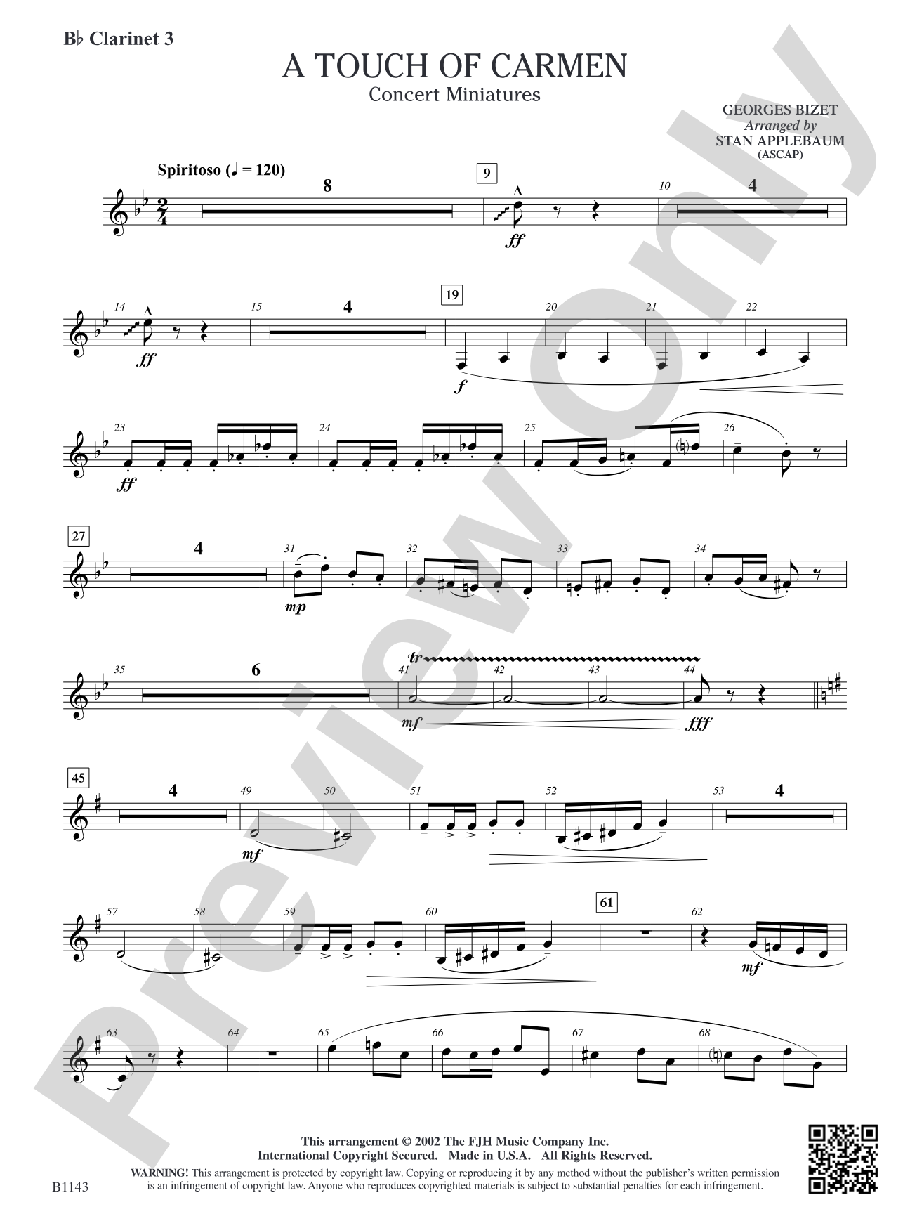 A Touch of Carmen: B-flat Clarinet 3
