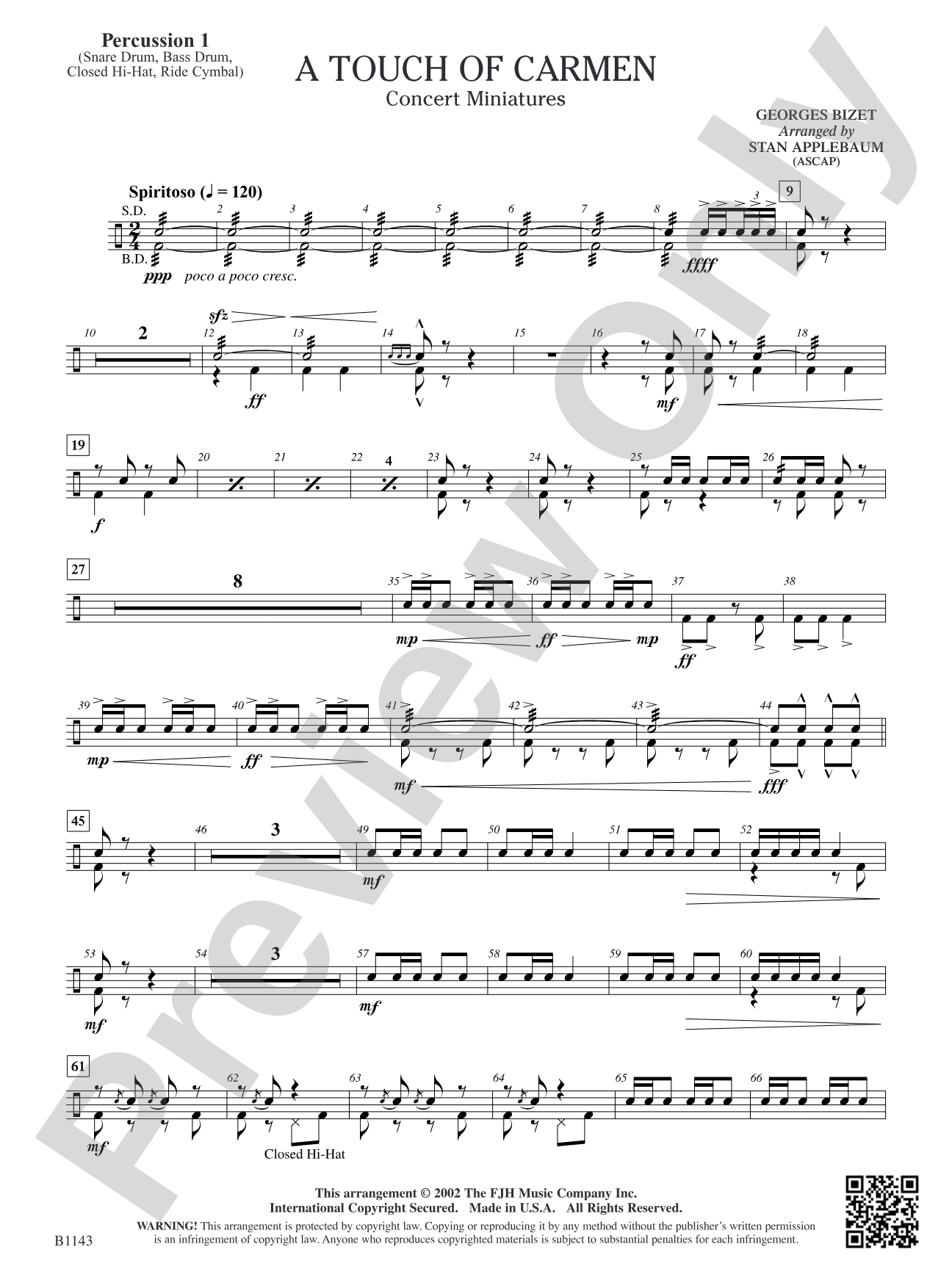 A Touch of Carmen: Percussion 1