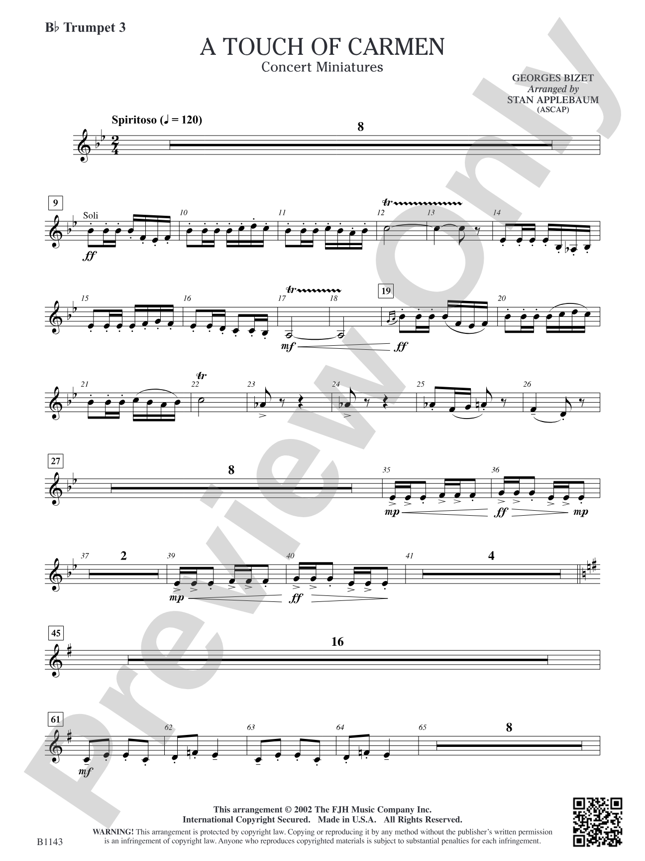 A Touch of Carmen: B-flat Trumpet 3