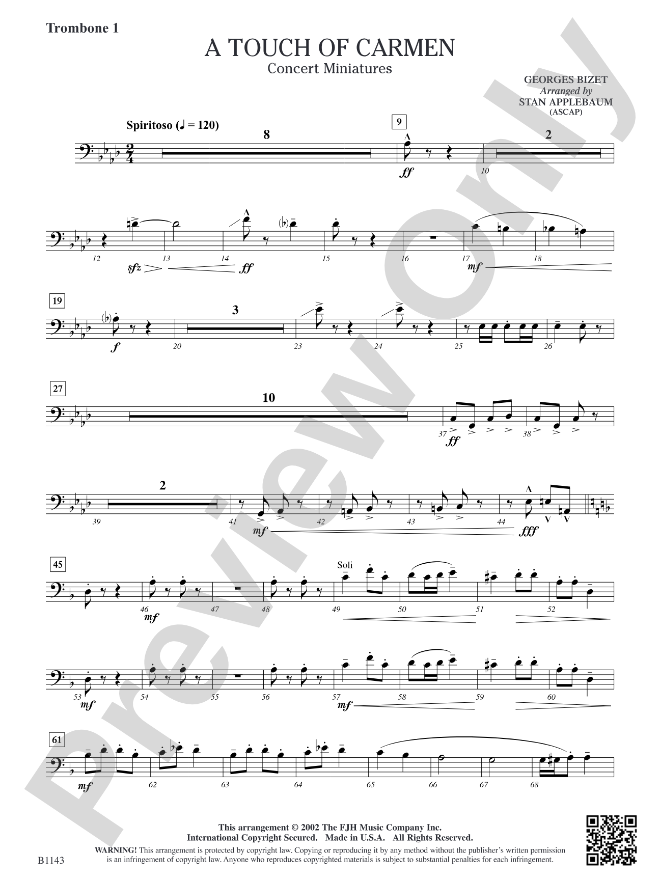 A Touch of Carmen: Trombone 1