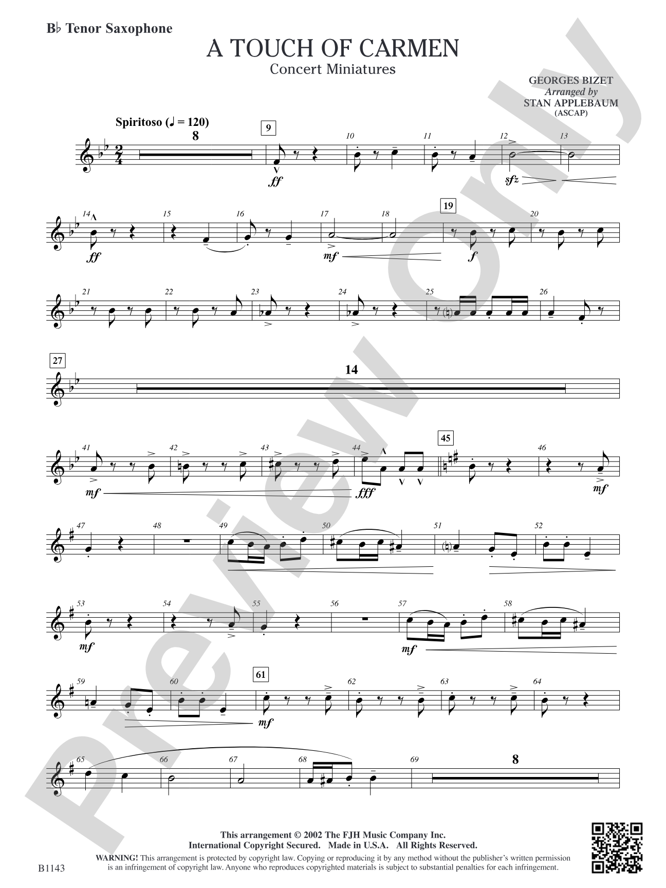 A Touch of Carmen: B-flat Tenor Saxophone