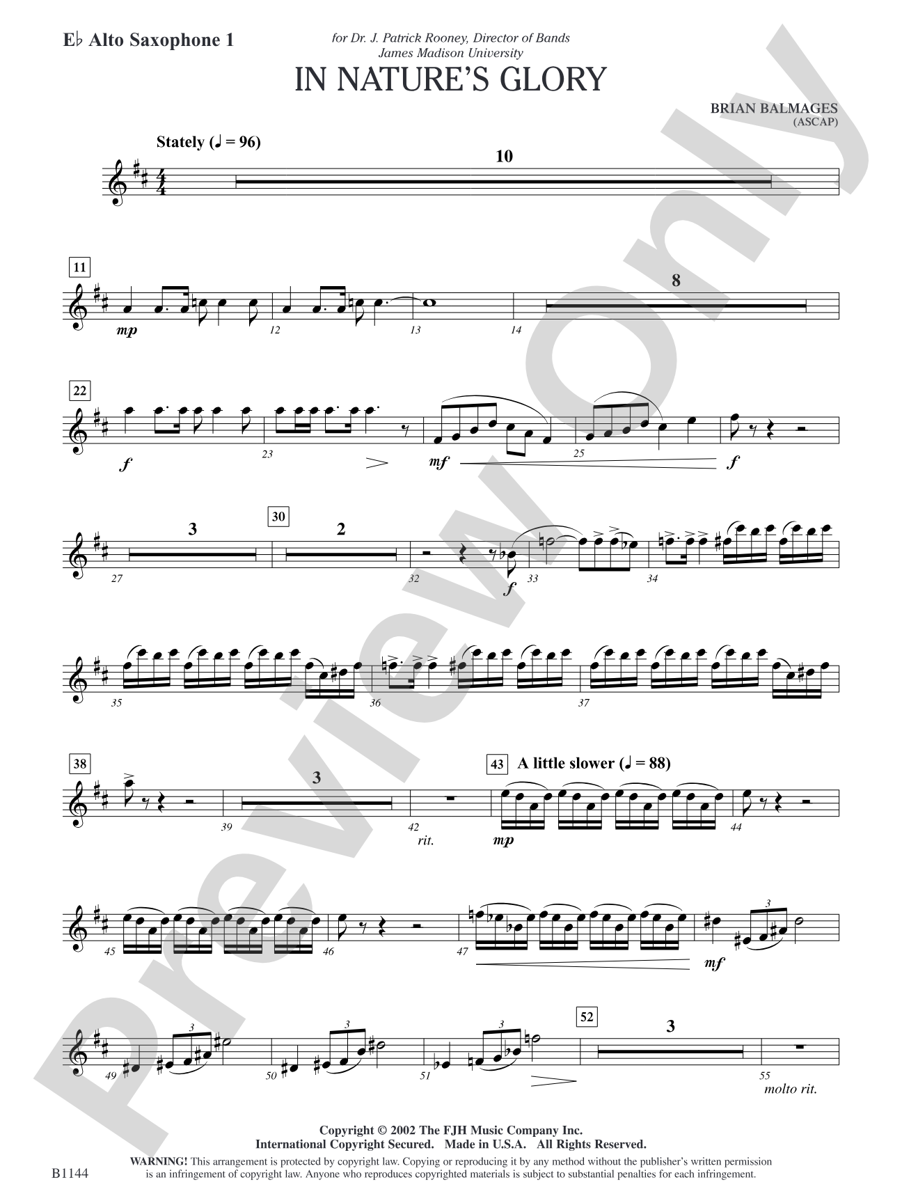 In Nature's Glory: E-flat Alto Saxophone 1