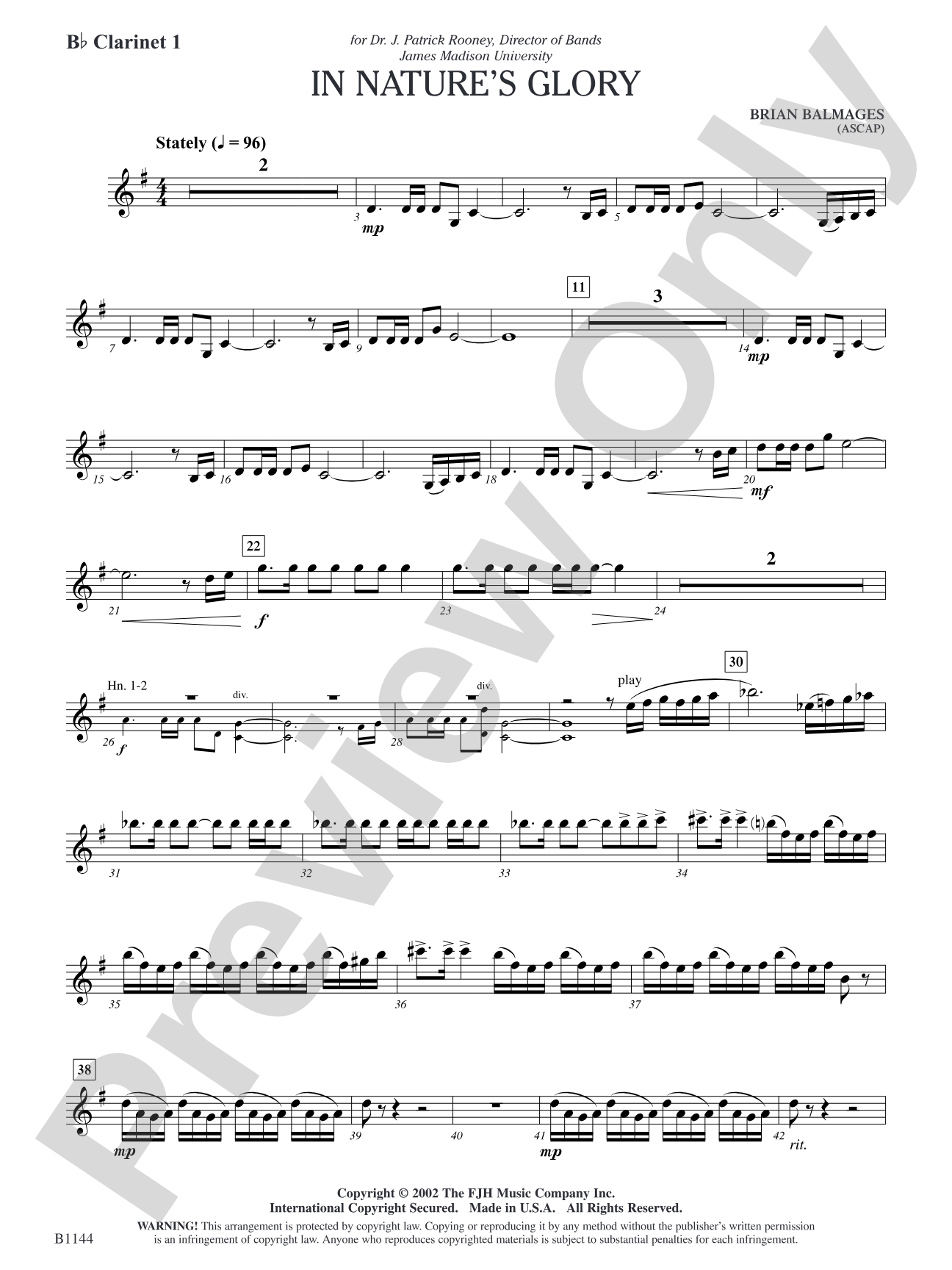 In Nature's Glory: B-flat Clarinet 1