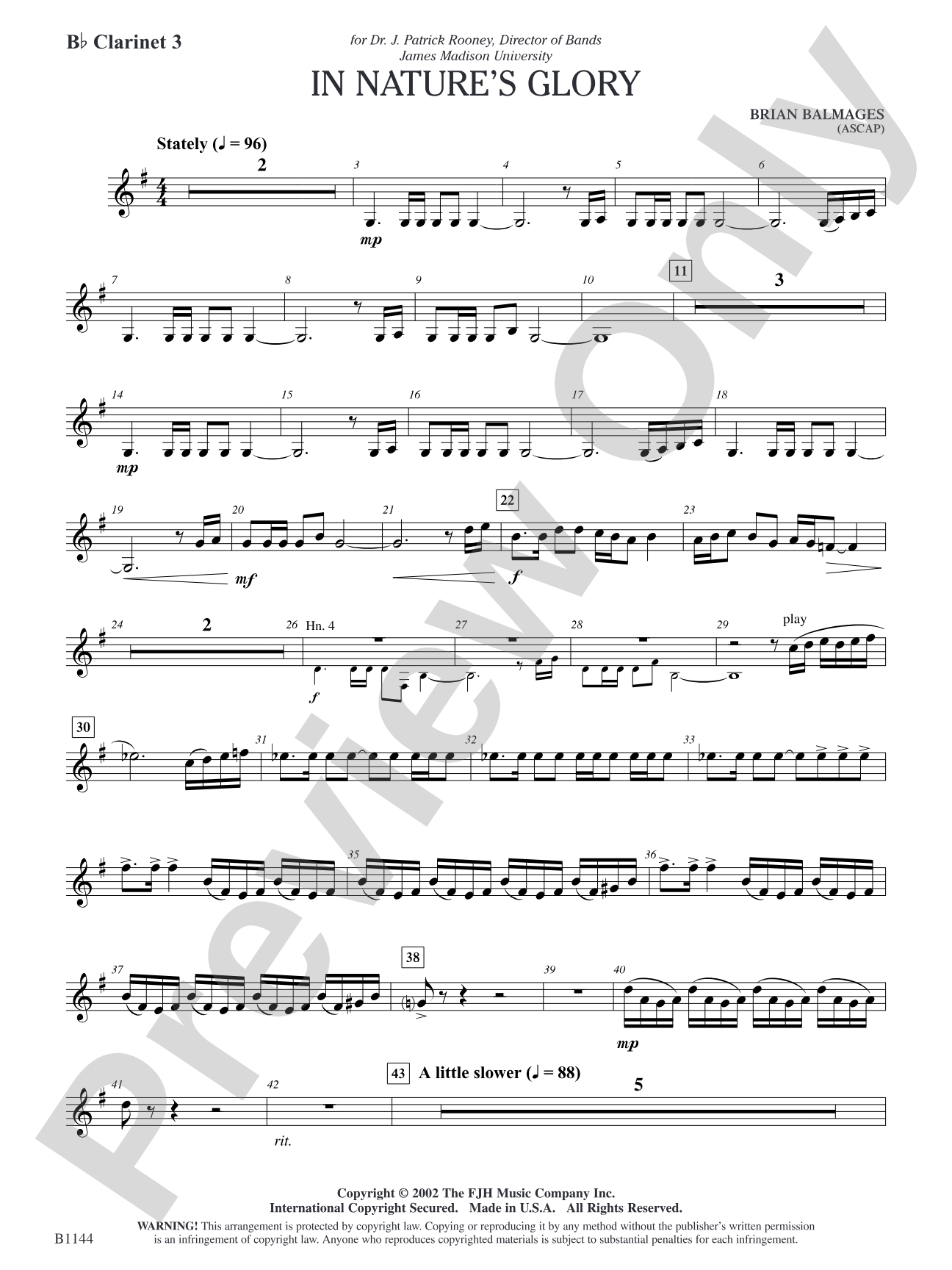 In Nature's Glory: B-flat Clarinet 3