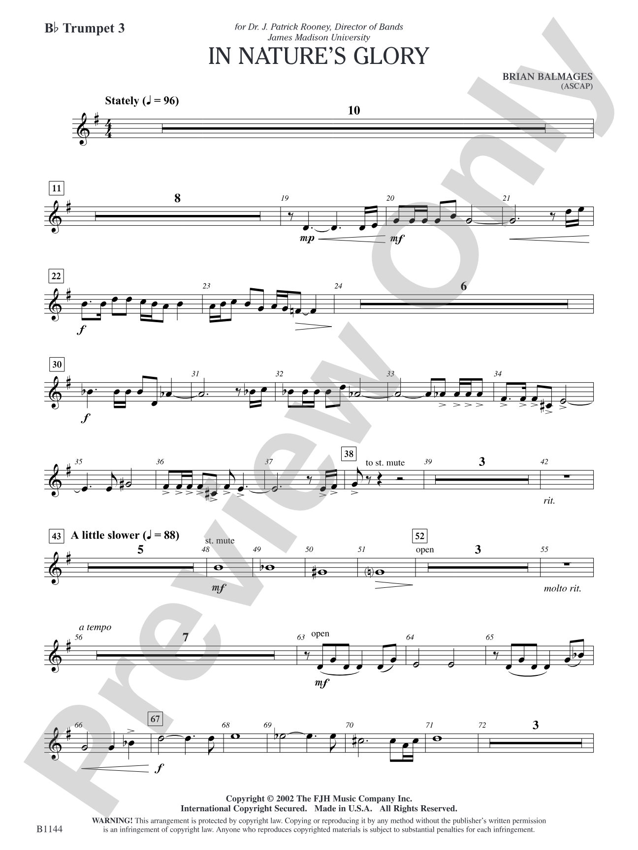 In Nature's Glory: B-flat Trumpet 3