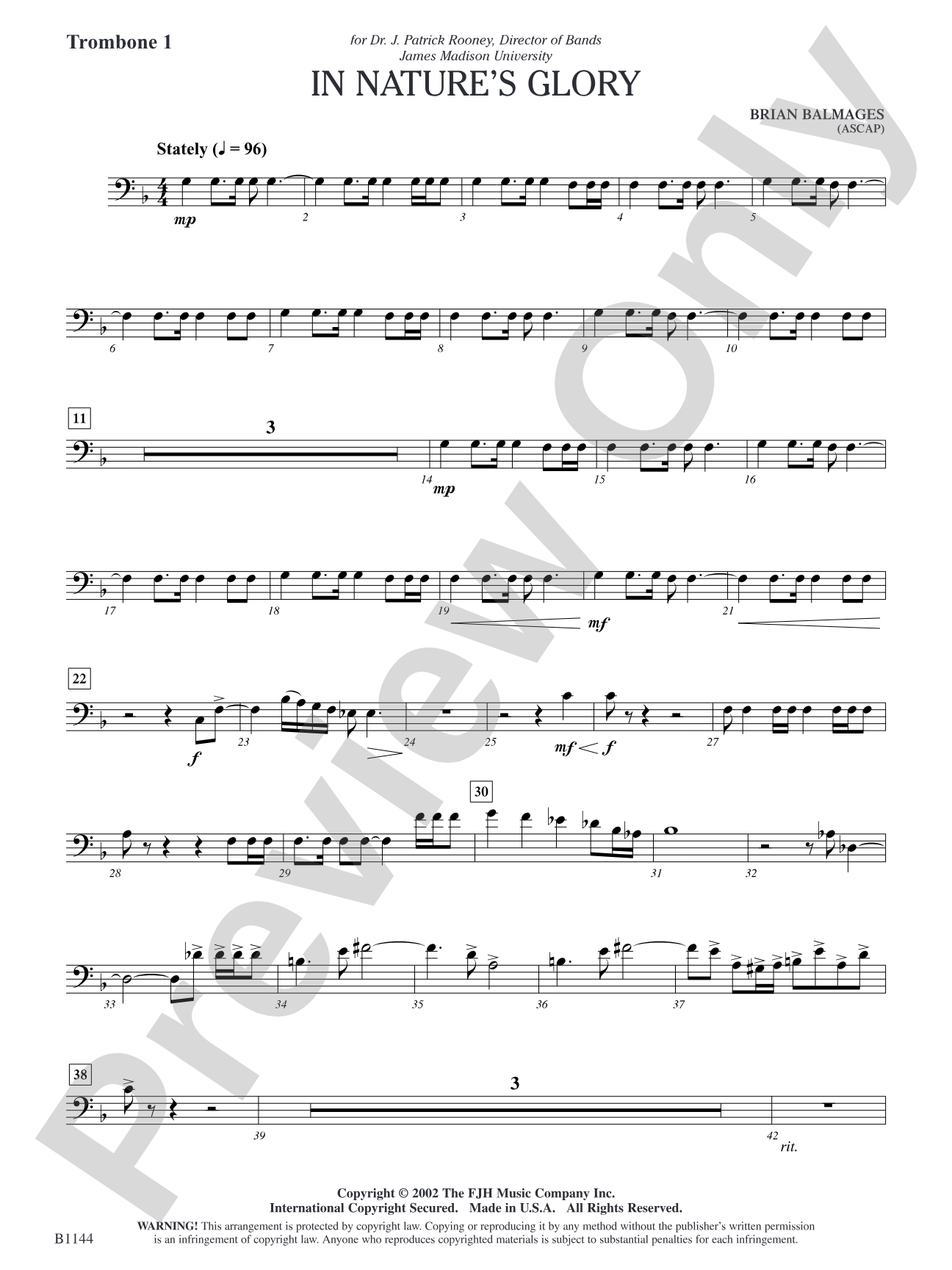 In Nature's Glory: Trombone 1