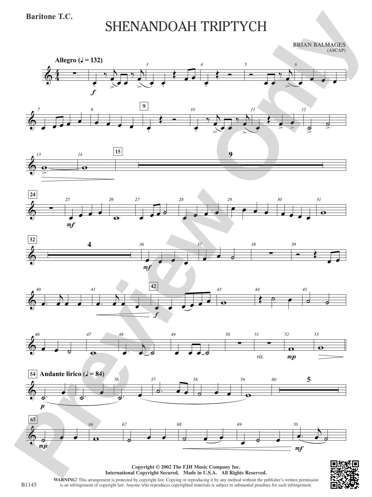 Shenandoah Triptych: Baritone T.C.