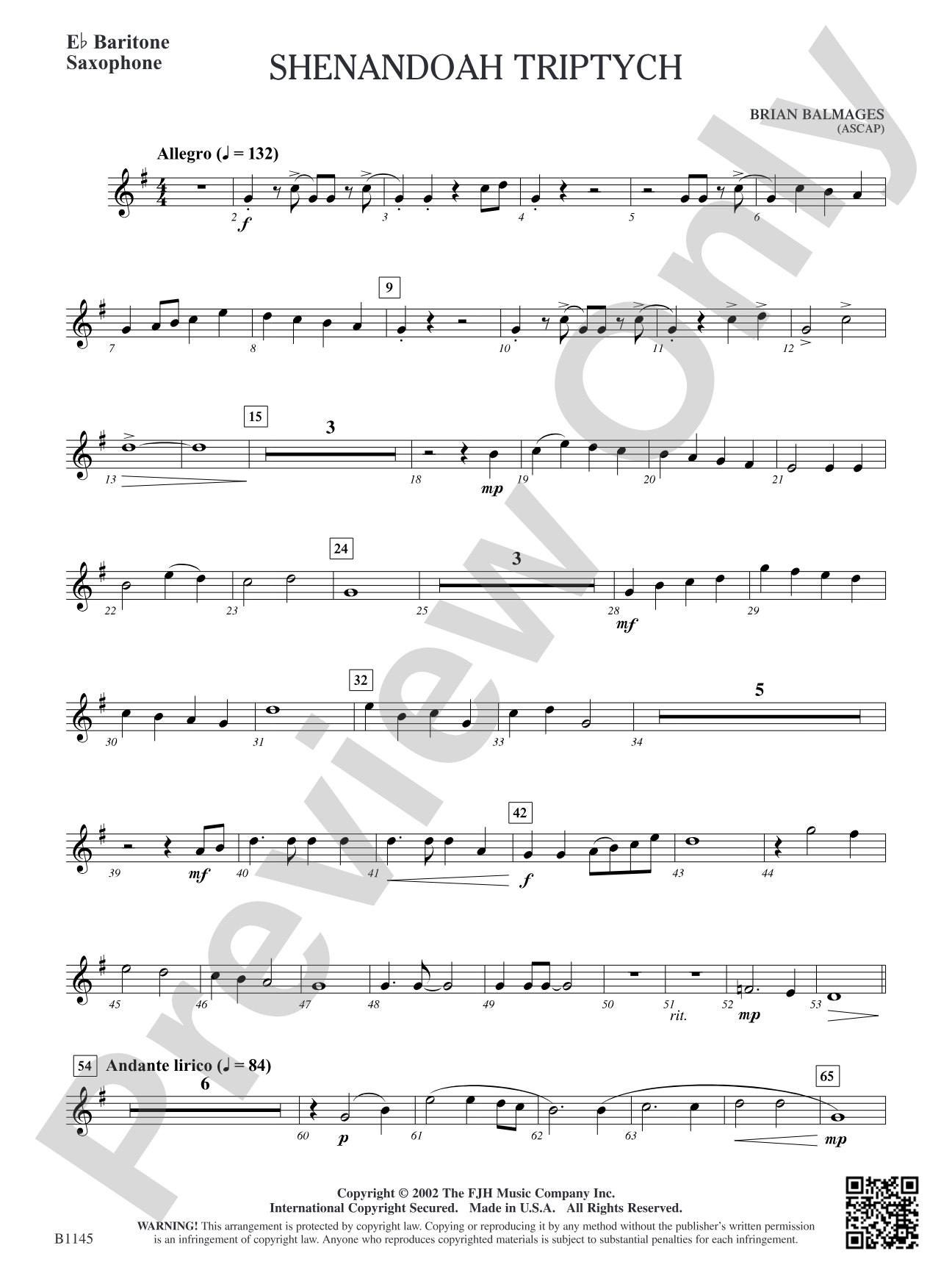 Shenandoah Triptych: E-flat Baritone Saxophone