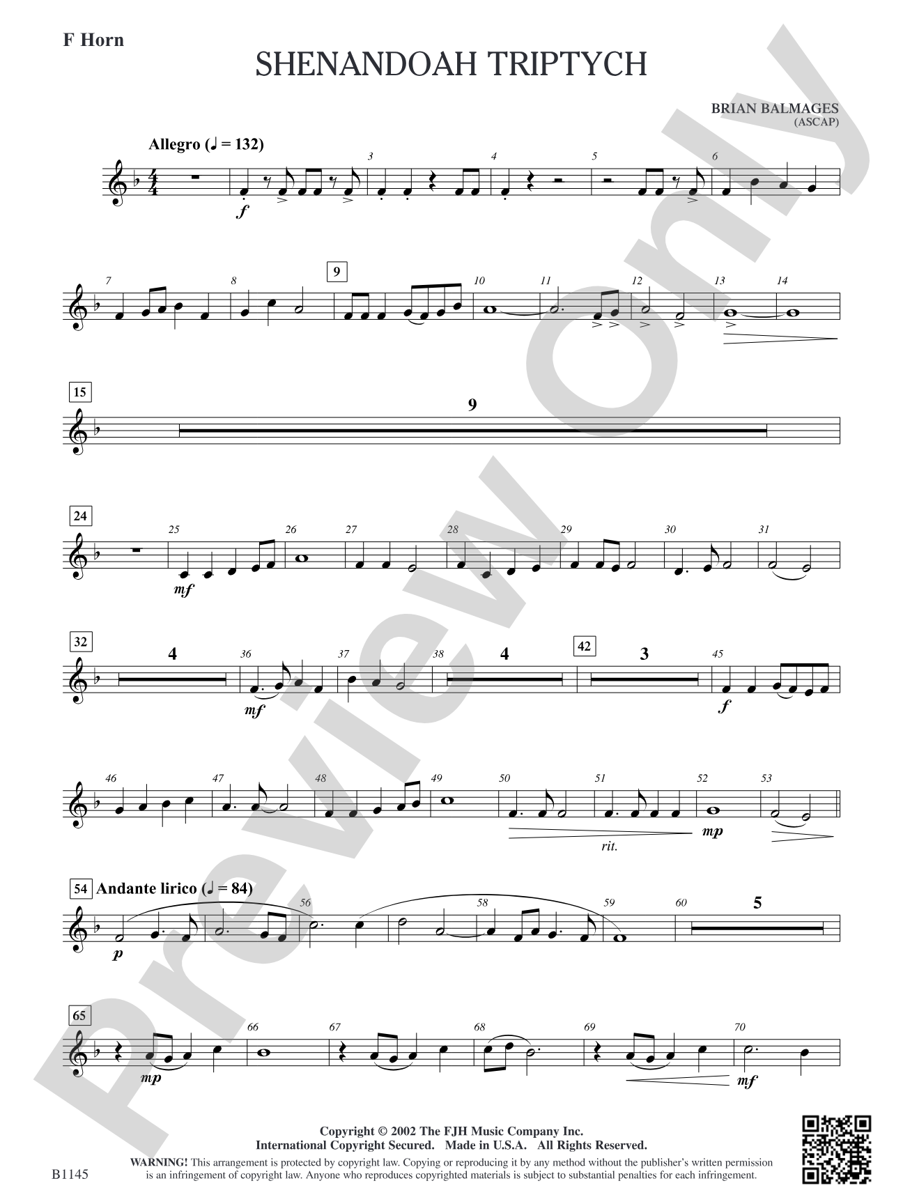 Shenandoah Triptych: F Horn