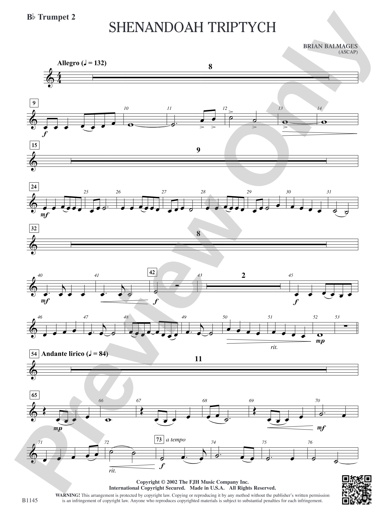 Shenandoah Triptych: B-flat Trumpet 2
