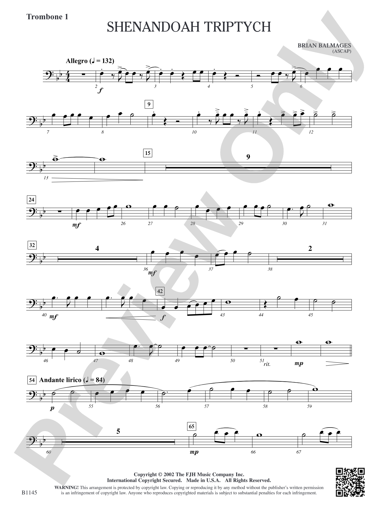 Shenandoah Triptych: Trombone 1