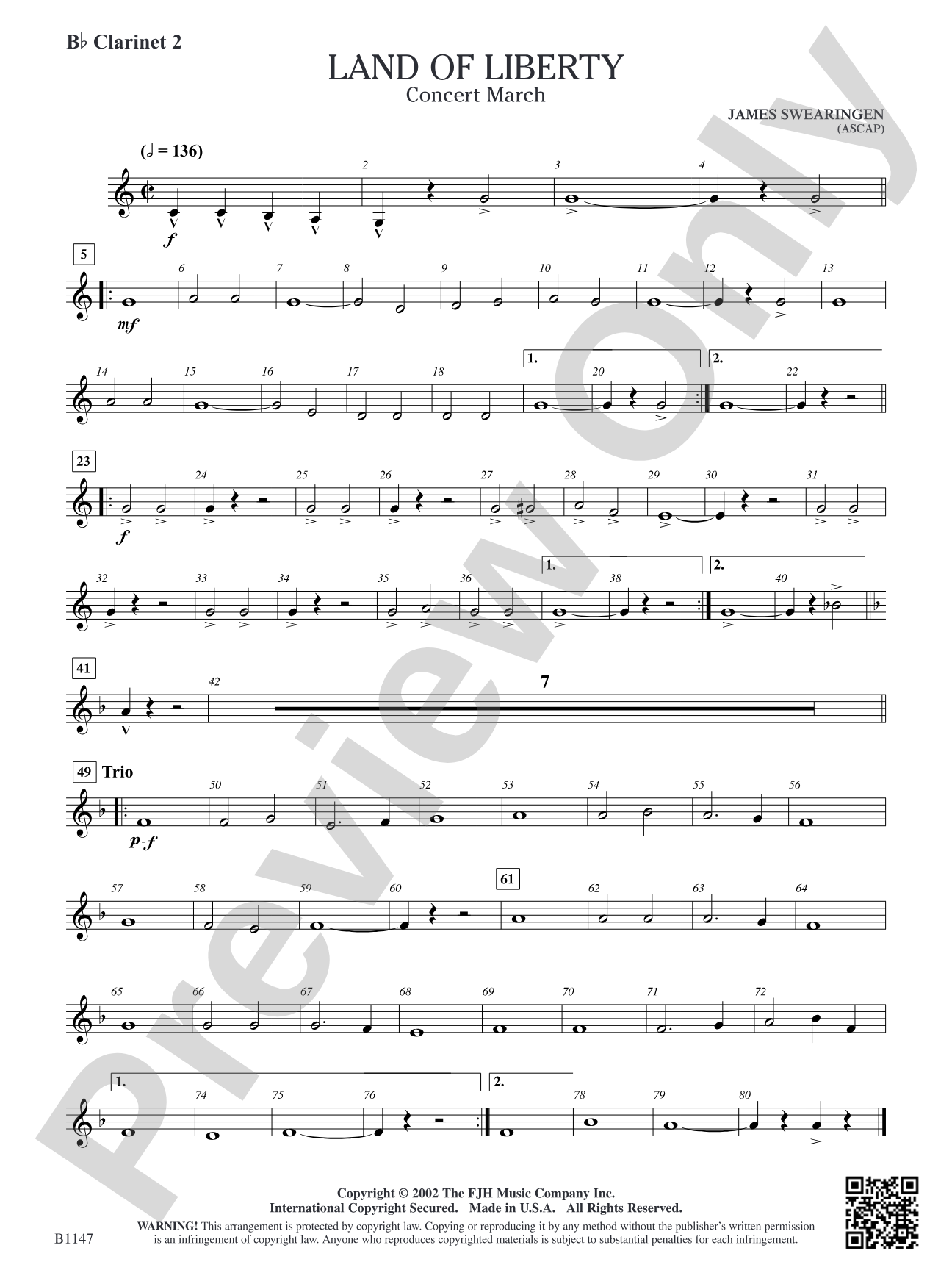Land of Liberty: B-flat Clarinet 2
