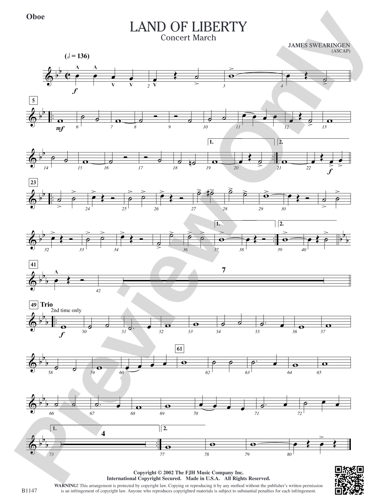 Land of Liberty: Oboe