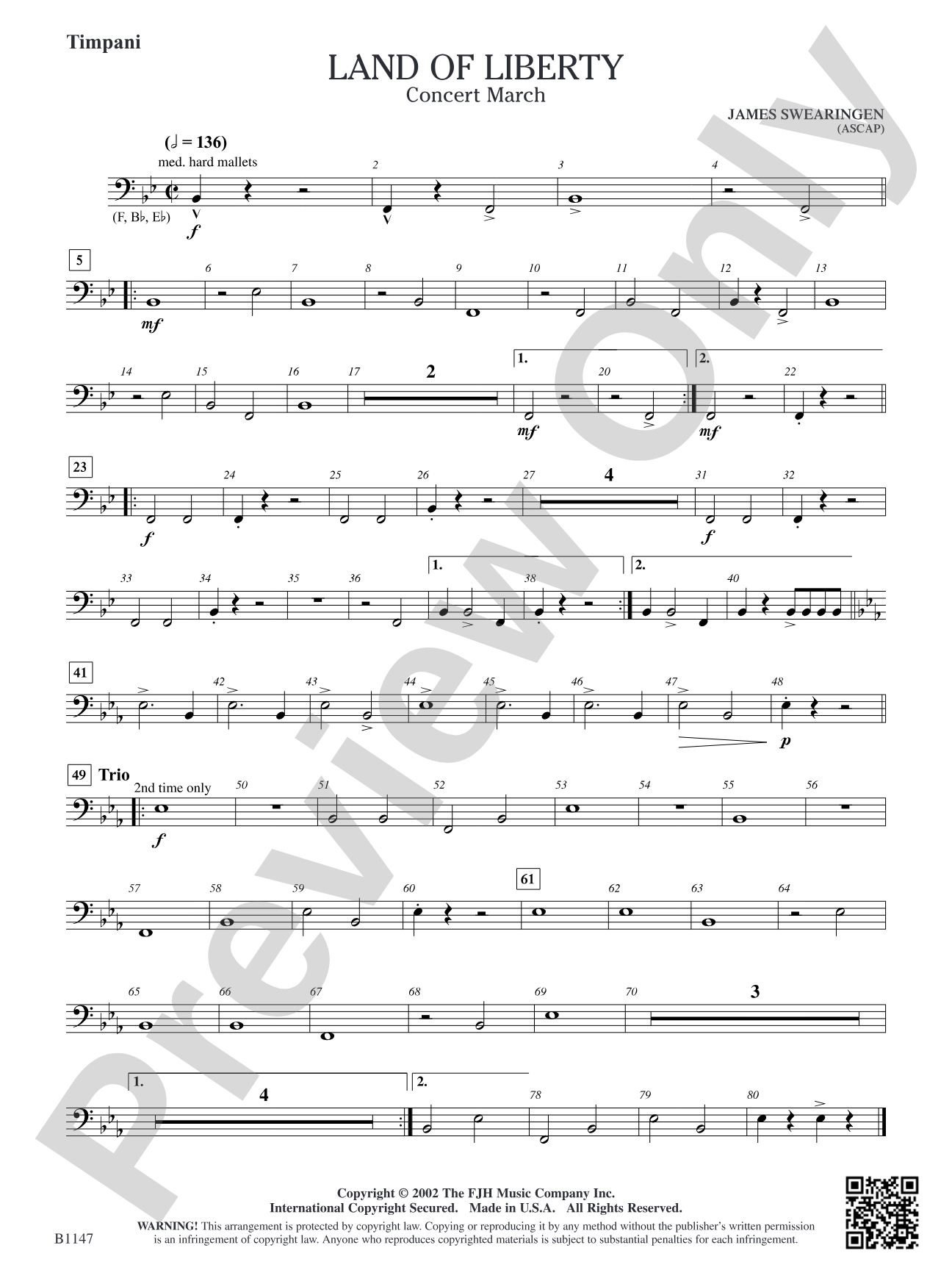 Land of Liberty: Timpani