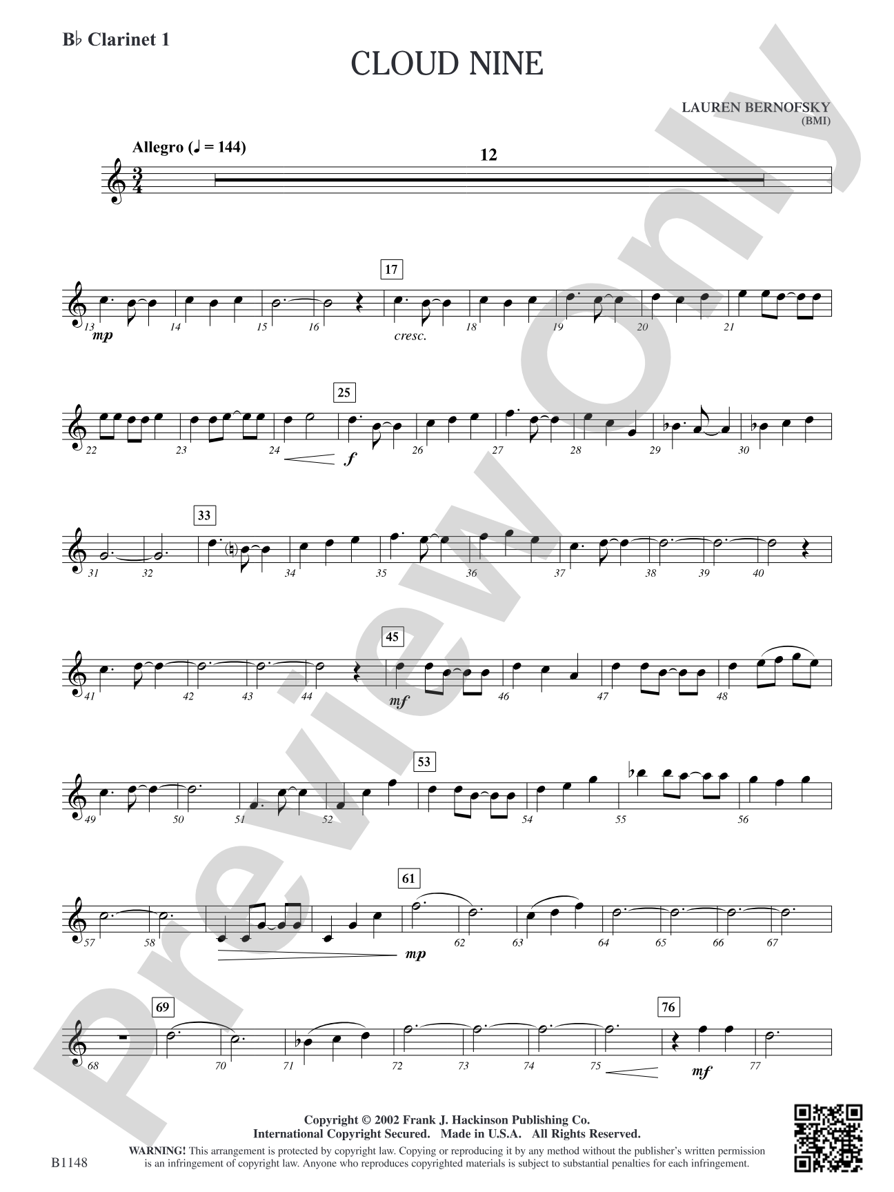Cloud Nine: B-flat Clarinet 1