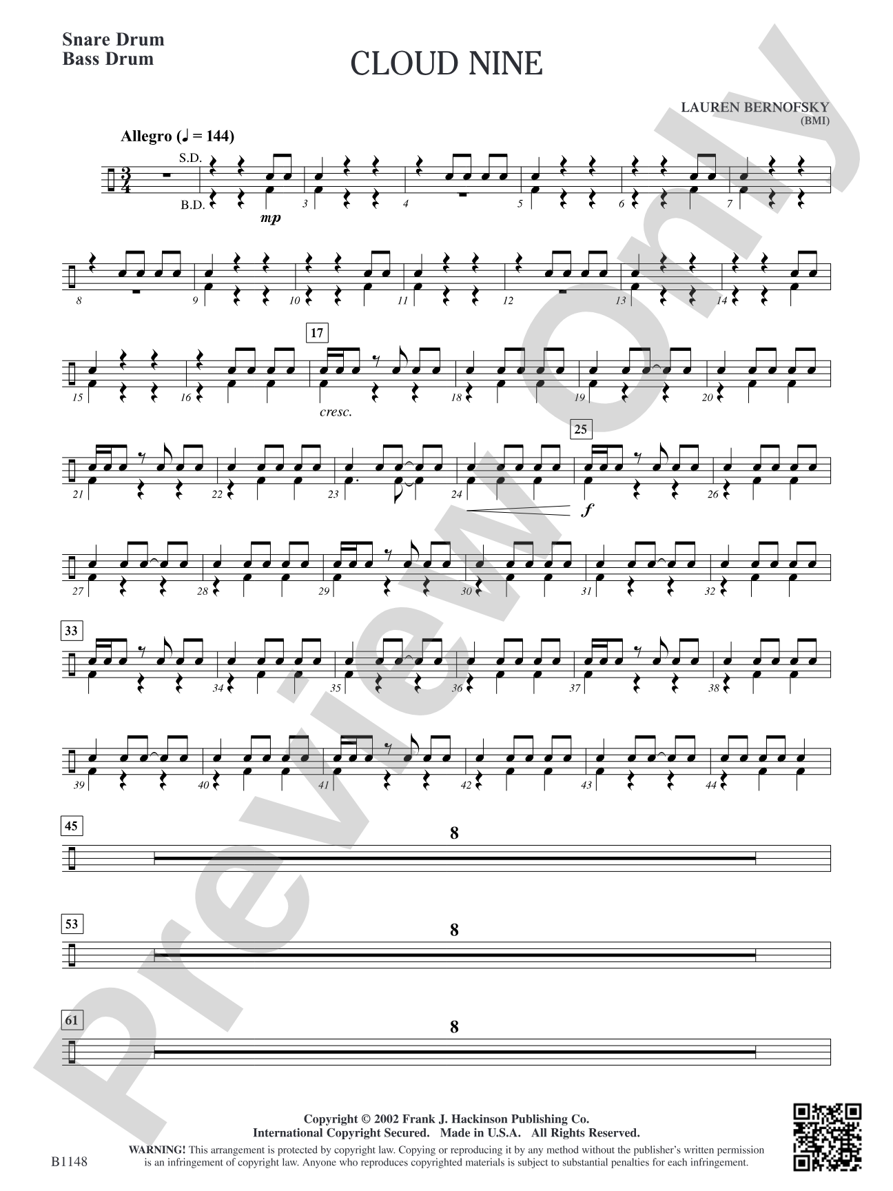 Cloud Nine: Snare Drum/Bass Drum