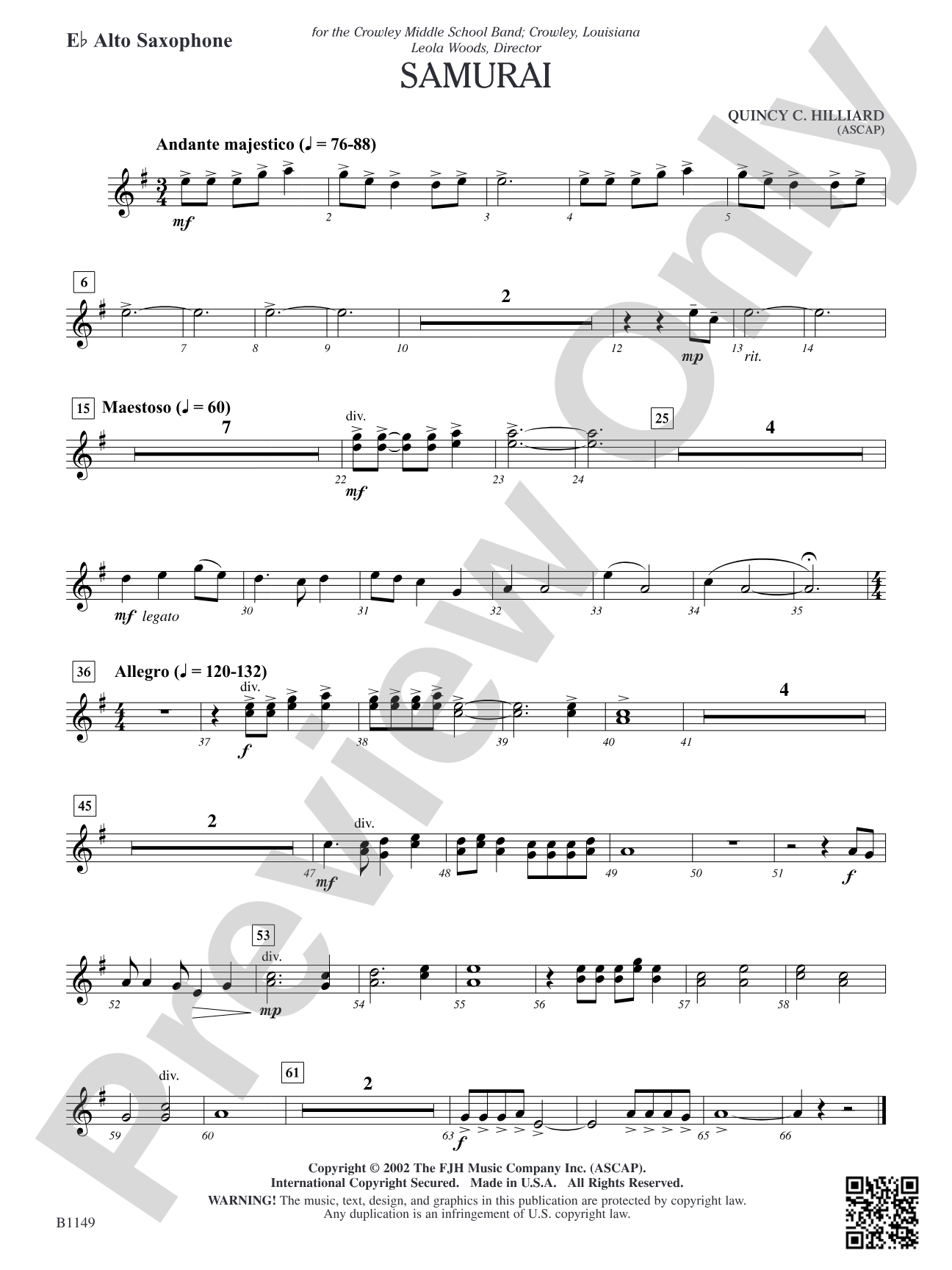Samurai: E-flat Alto Saxophone