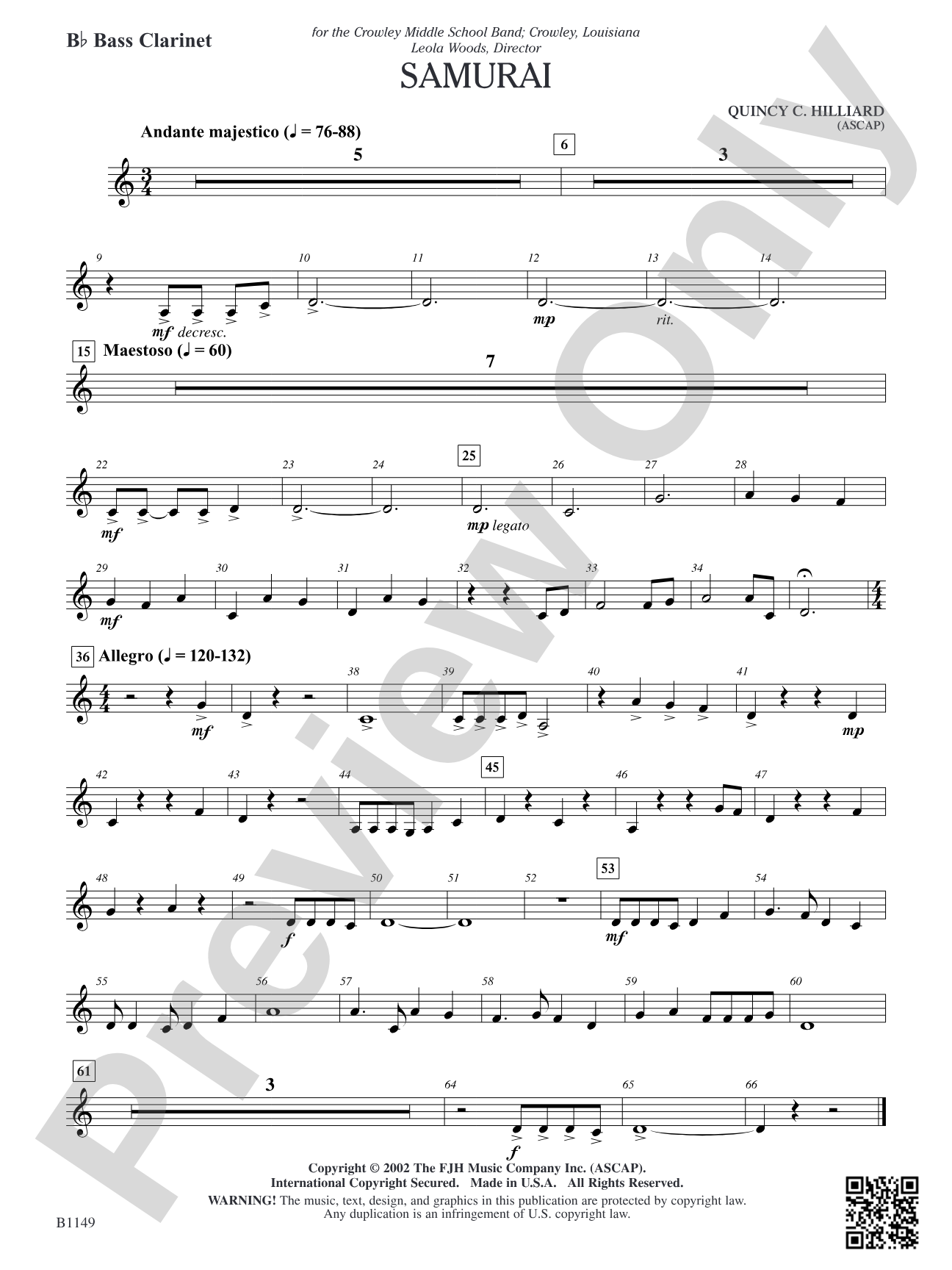 Samurai: B-flat Bass Clarinet