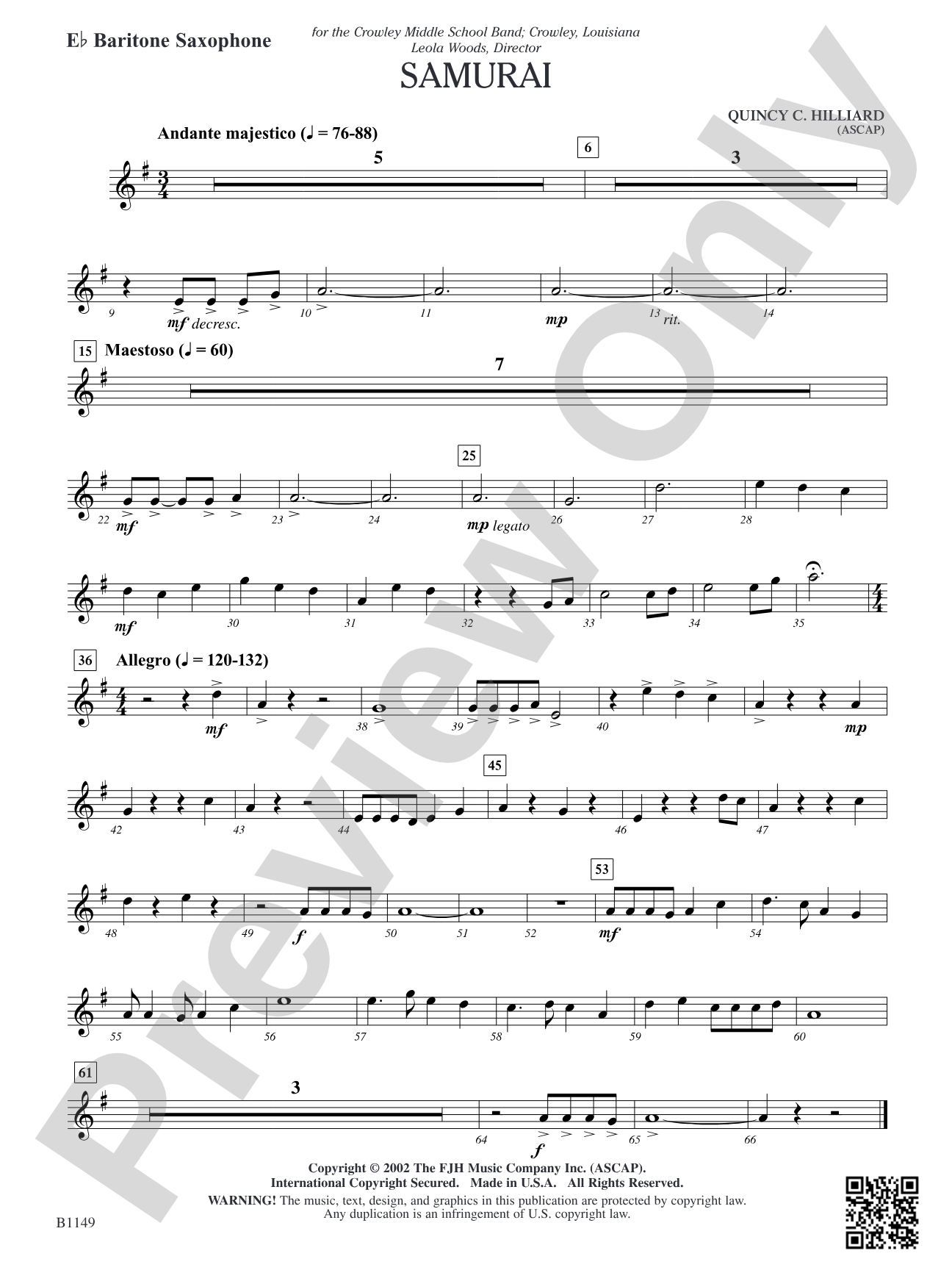 Samurai: E-flat Baritone Saxophone