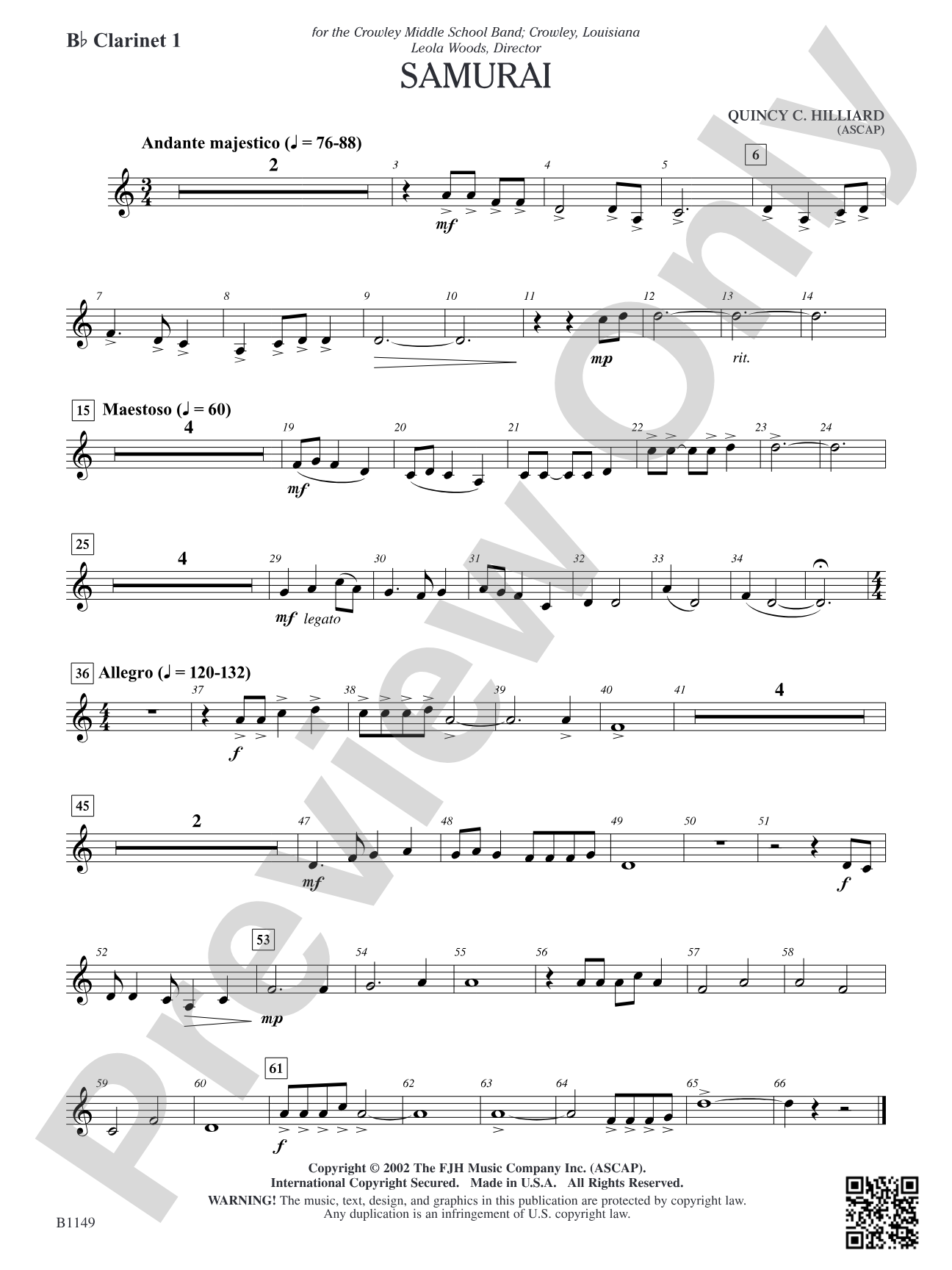 Samurai: B-flat Clarinet 1