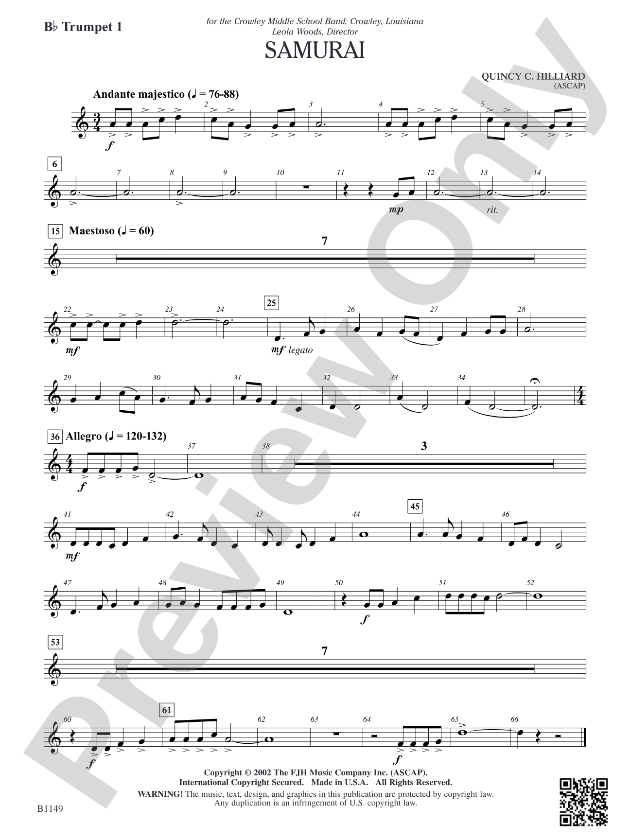 Samurai: B-flat Trumpet 1
