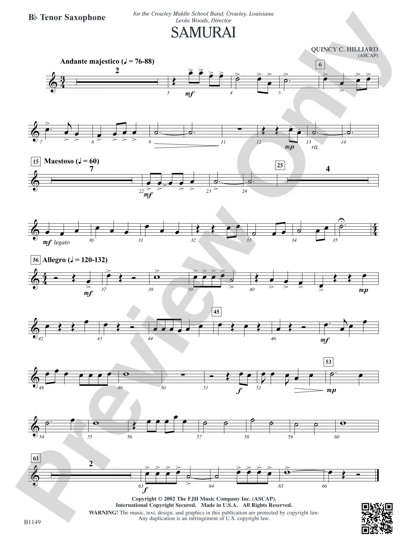 Samurai: B-flat Tenor Saxophone