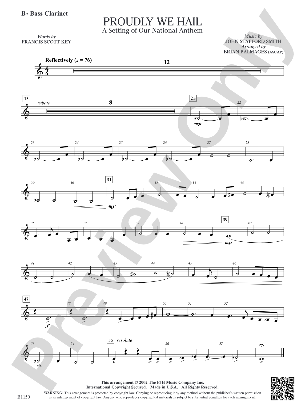 Proudly We Hail (A Setting of Our National Anthem): B-flat Bass Clarinet