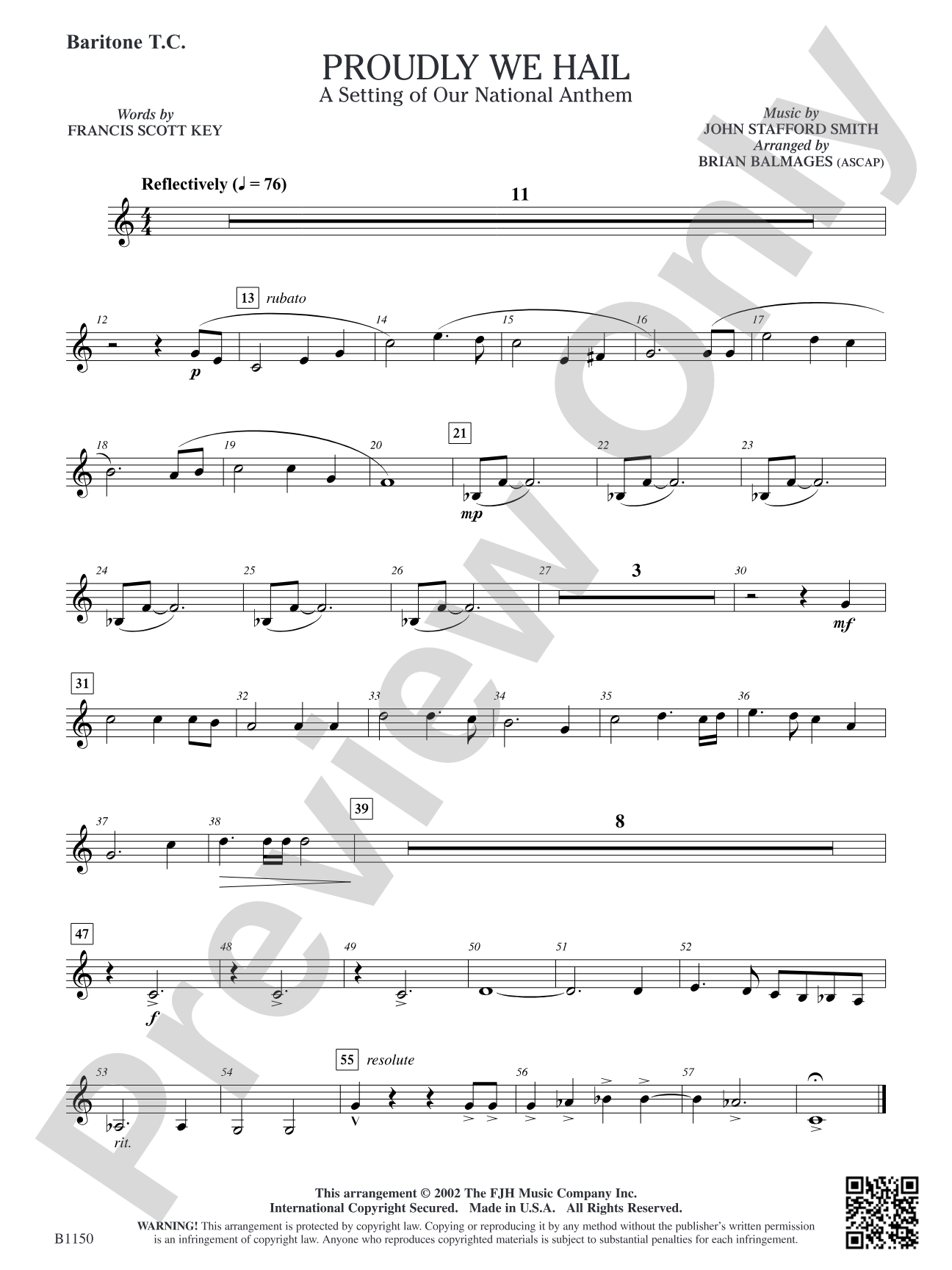 Proudly We Hail (A Setting of Our National Anthem): Baritone T.C.