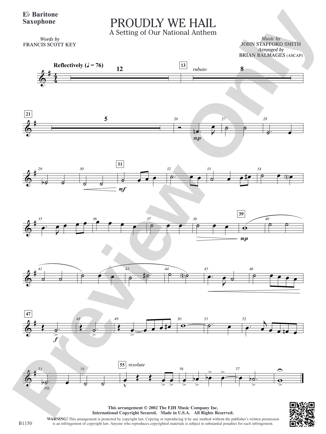 Proudly We Hail (A Setting of Our National Anthem): E-flat Baritone Saxophone