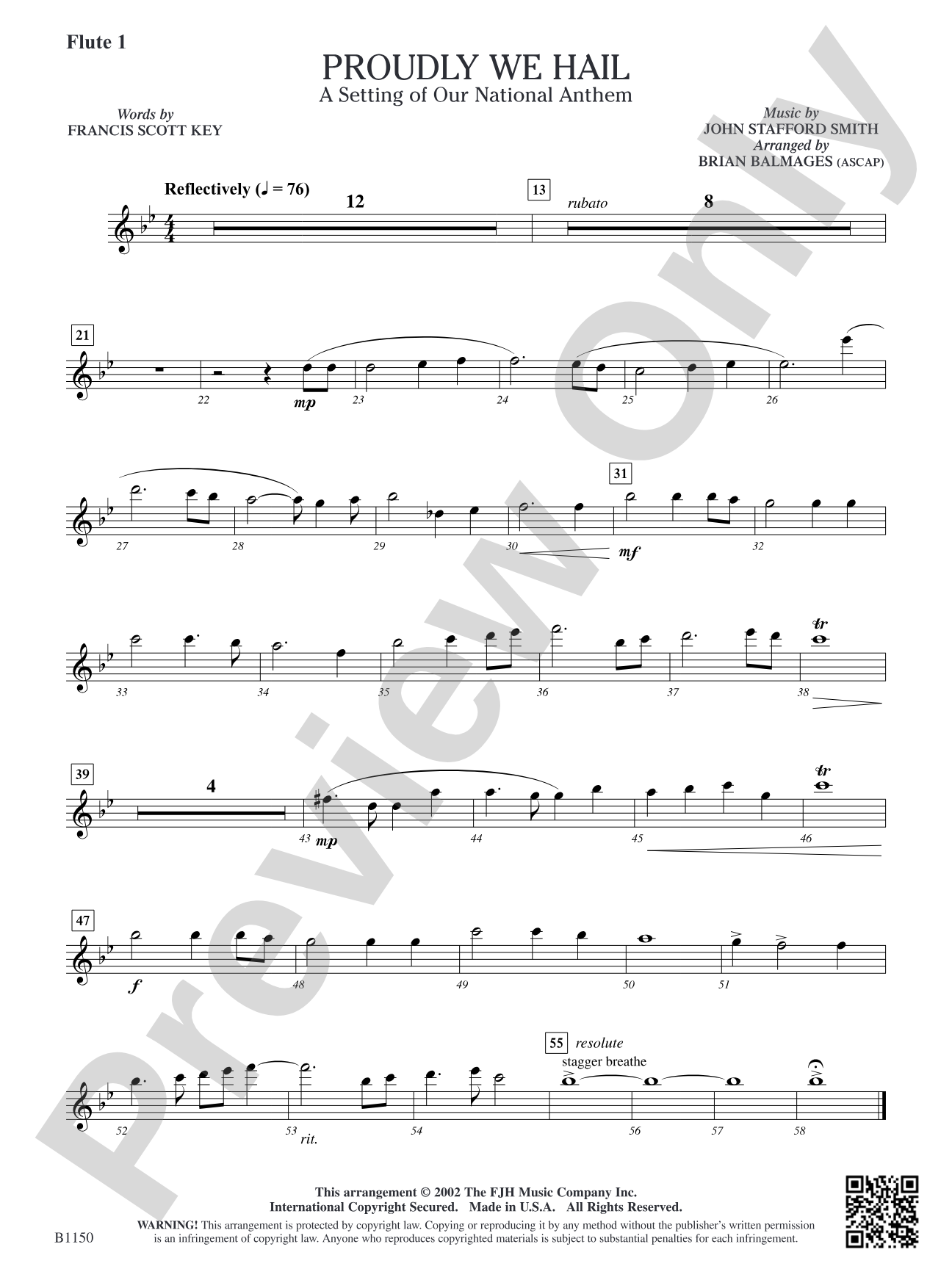 Proudly We Hail (A Setting of Our National Anthem): Flute 1