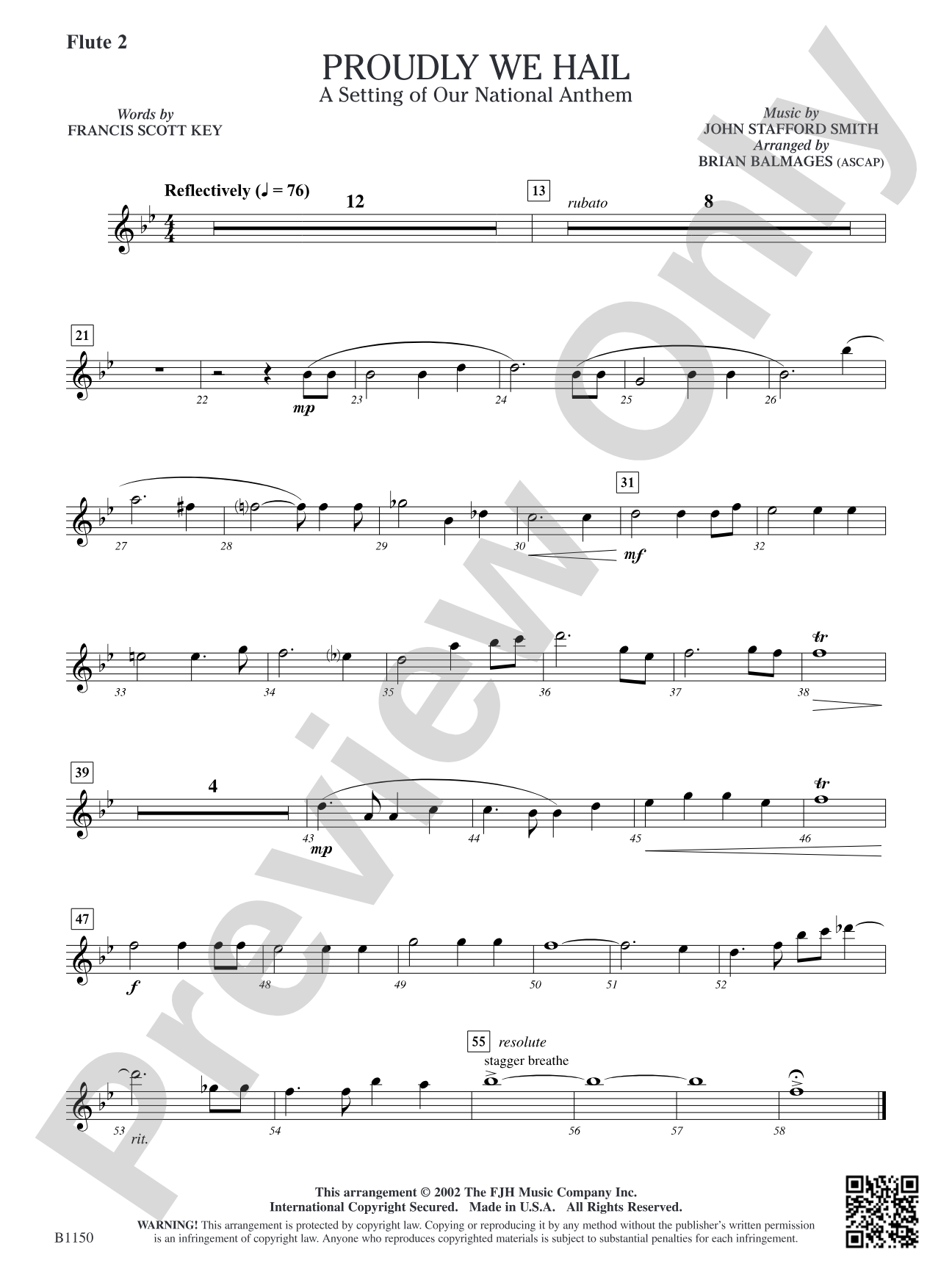Proudly We Hail (A Setting of Our National Anthem): Flute 2
