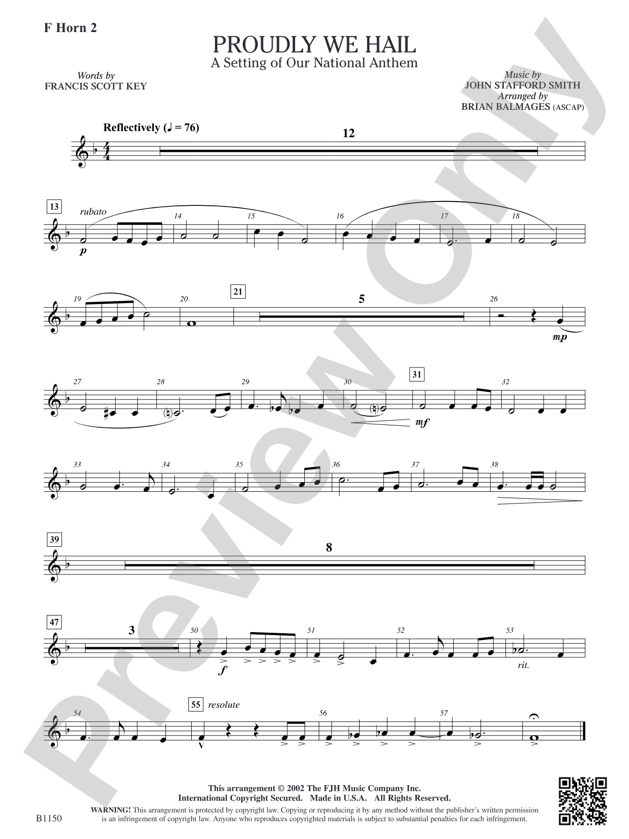 Proudly We Hail (A Setting of Our National Anthem): F Horn 2